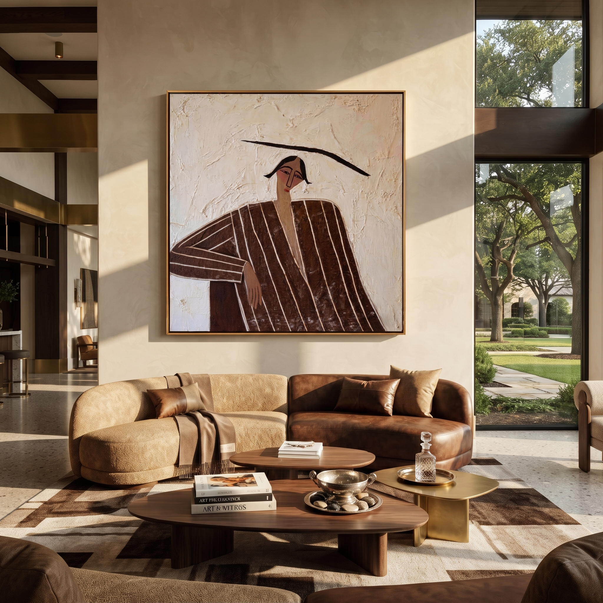 Quiet Elbow Rests Brown styled in a layered residential interior