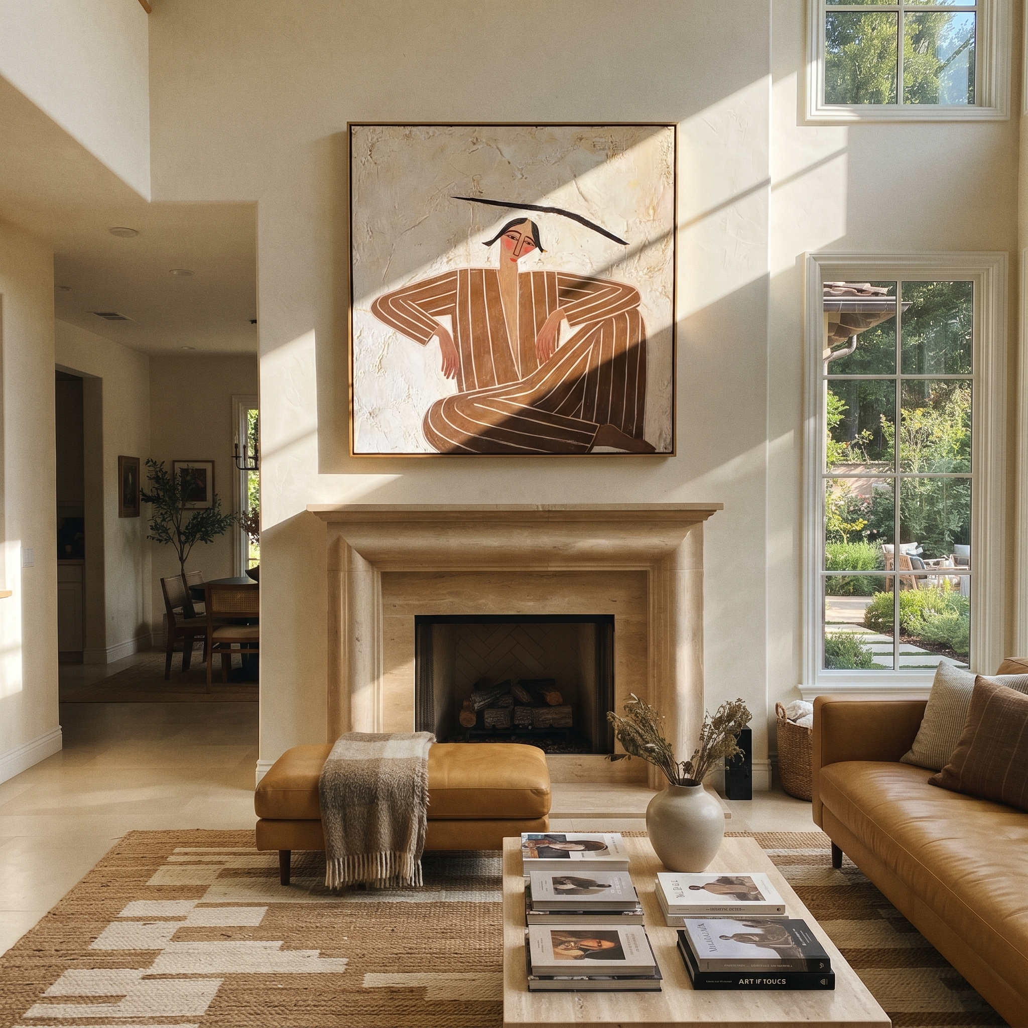 Brown Angles Sit Wide styled in a layered residential interior
