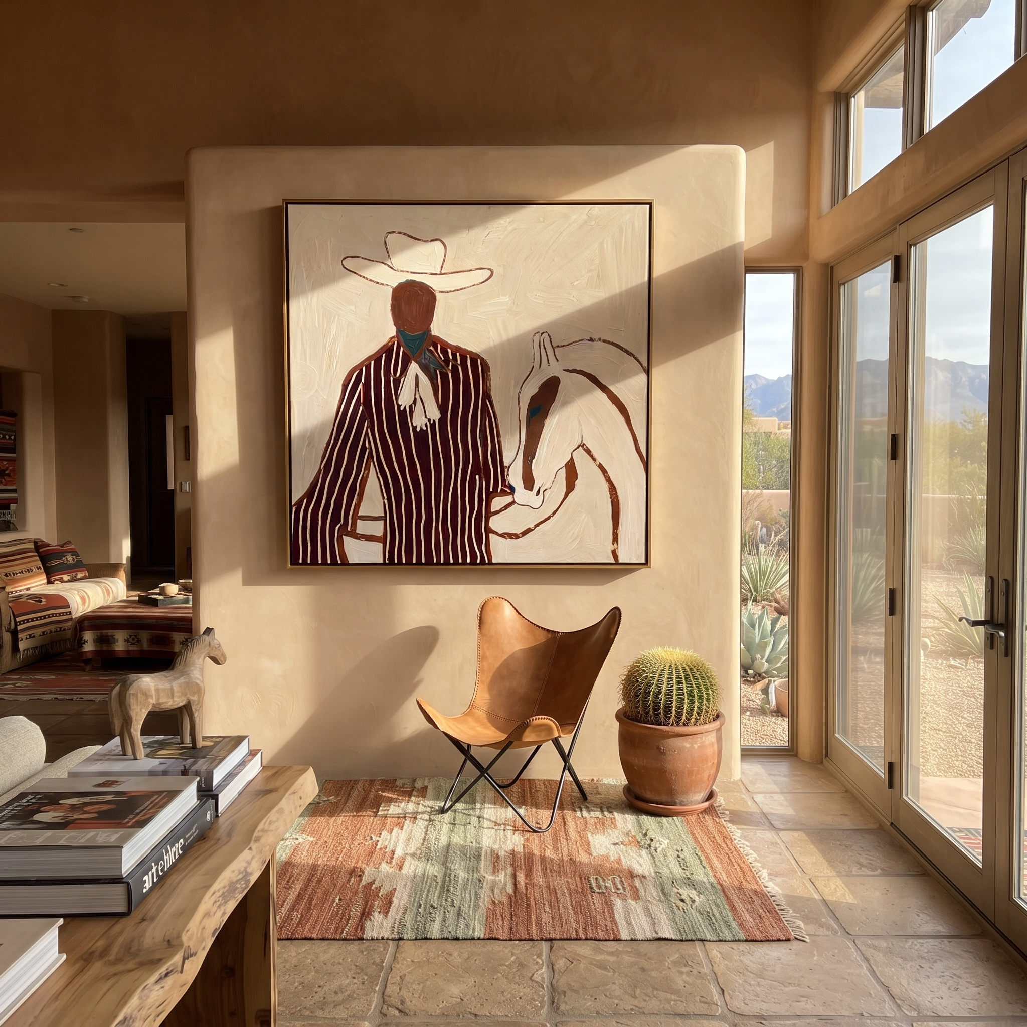 Burgundy Rider Shares Calm displayed as a modern room focal point