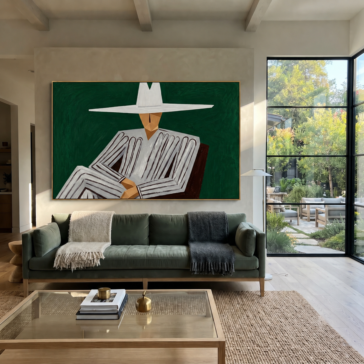 White Brim Folds Gray displayed in a warm contemporary interior