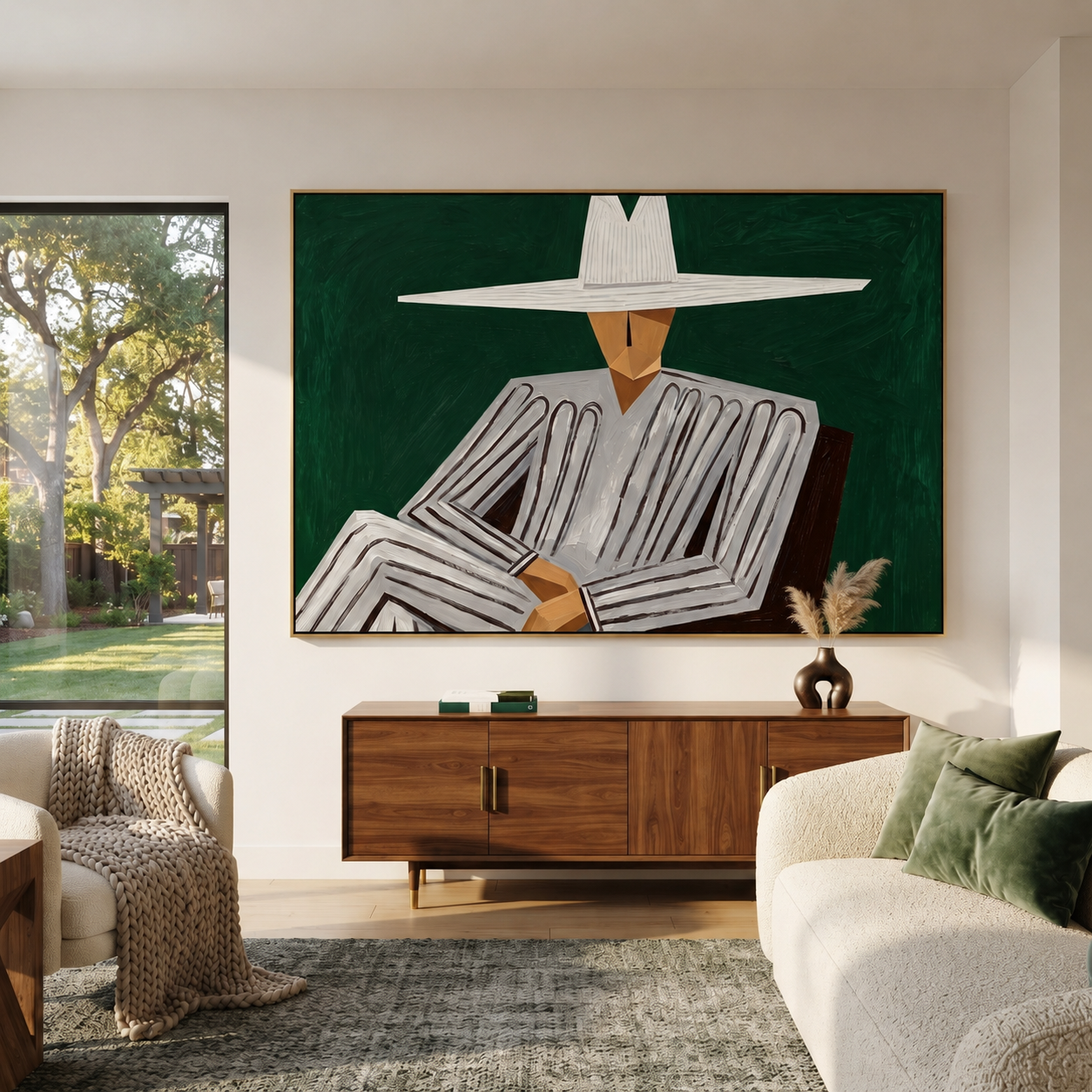 White Brim Folds Gray styled with neutral modern furnishings