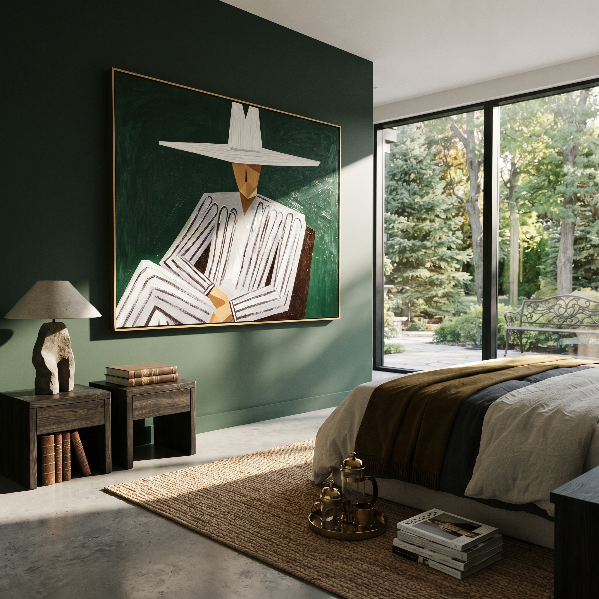 White Brim Folds Gray presented above a contemporary console