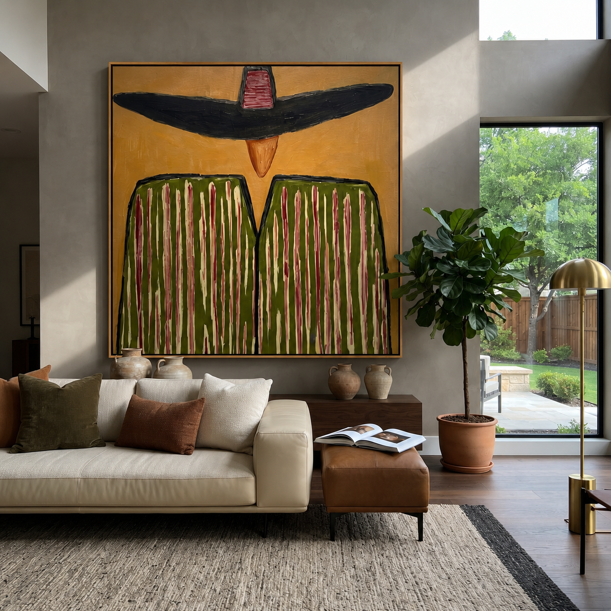 Black Brim Shadows Green styled with neutral modern furnishings