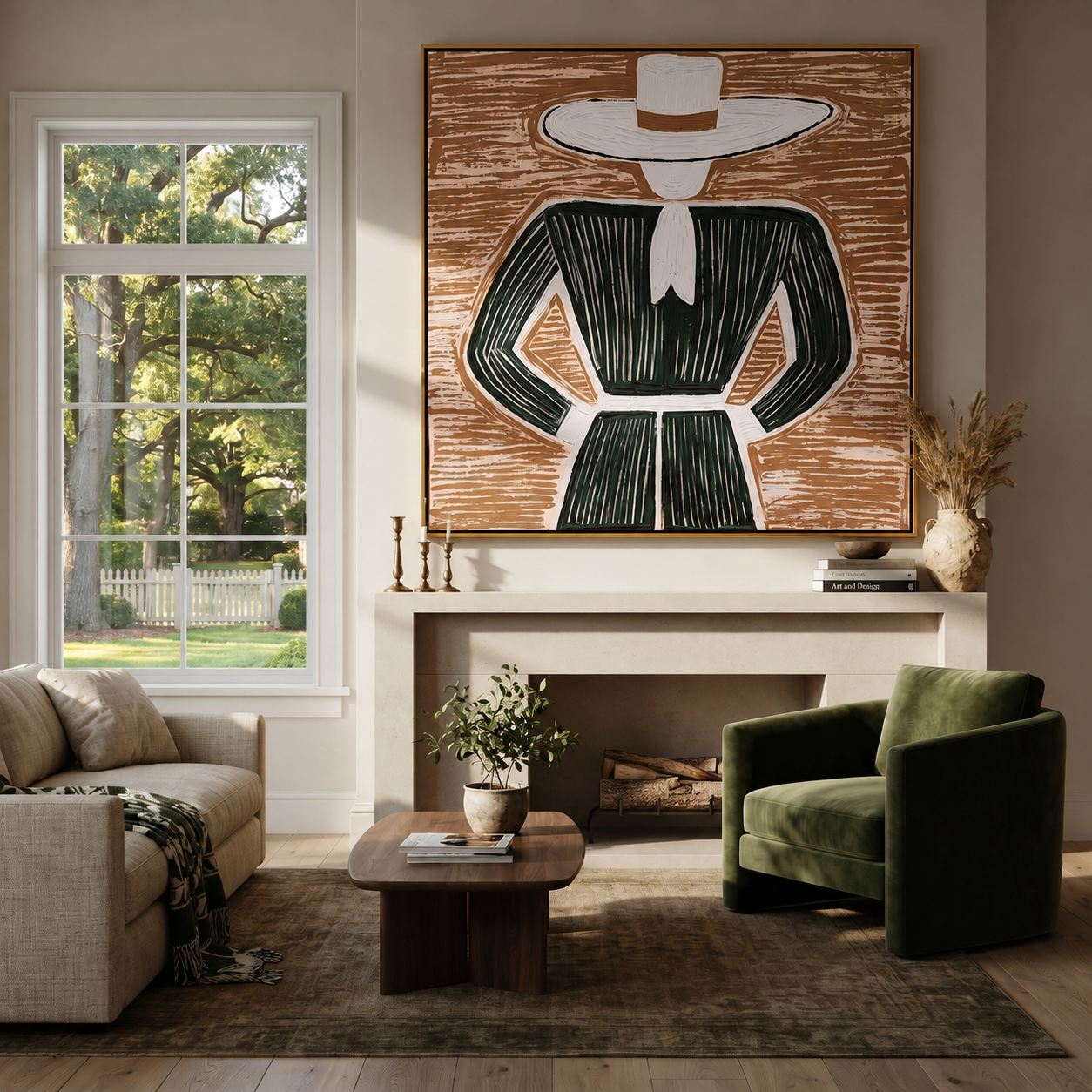 White Brim Frames Forest styled with neutral modern furnishings