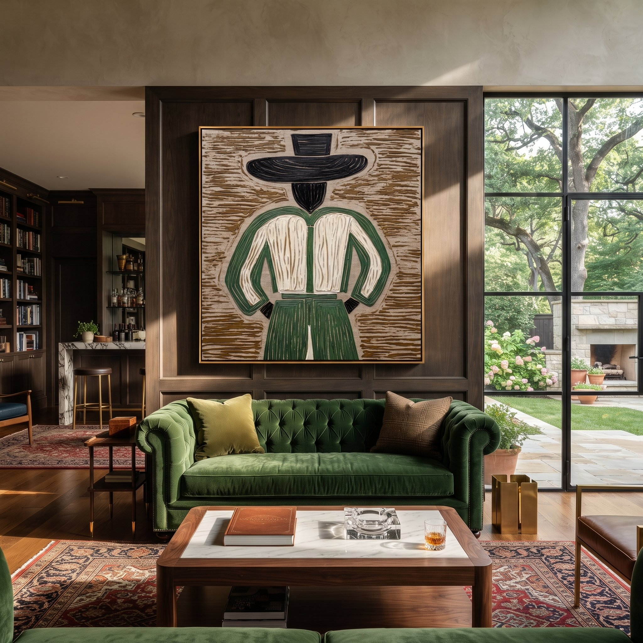 Green Back Turns Away displayed as a modern room focal point