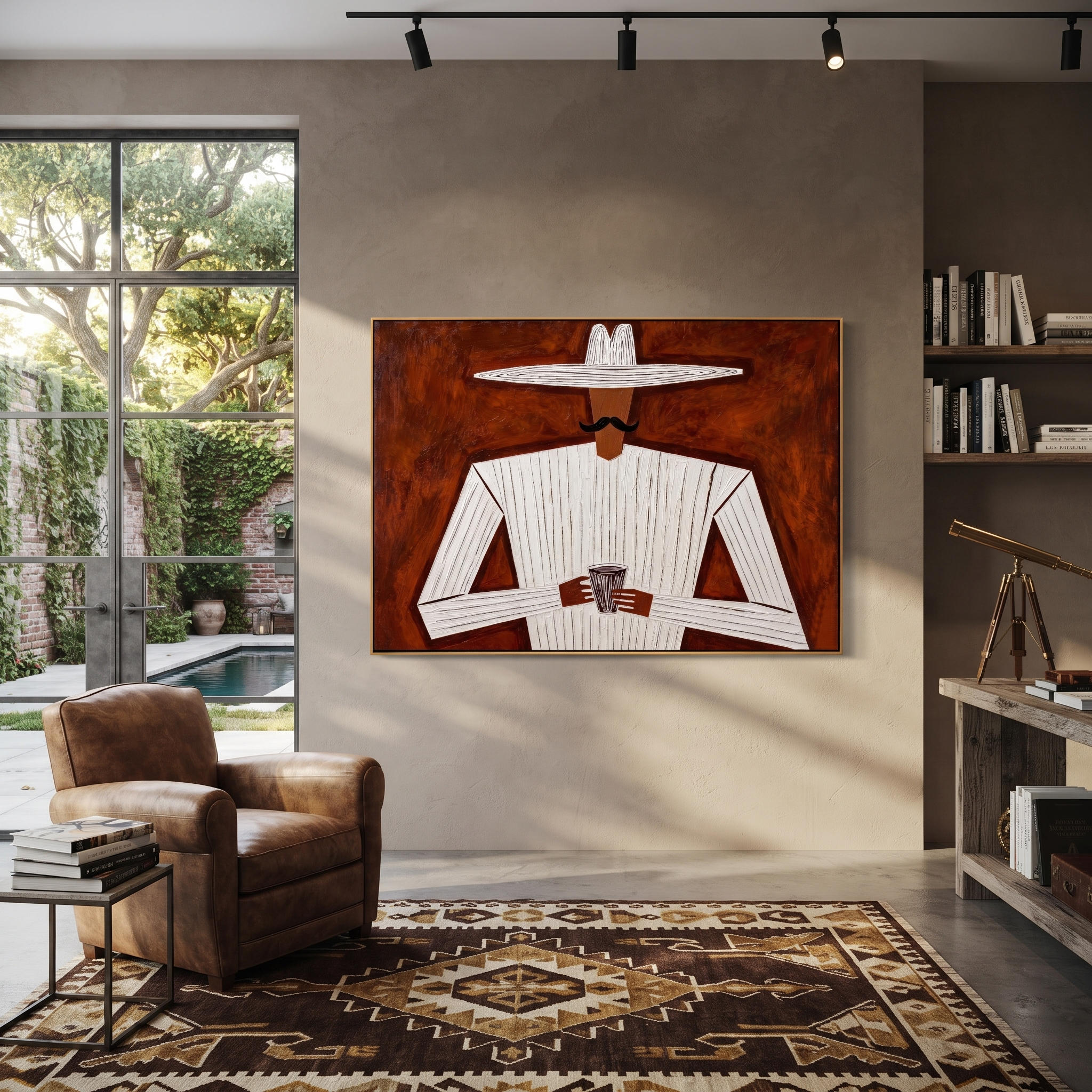 White Lines Hold Cup displayed as a modern room focal point