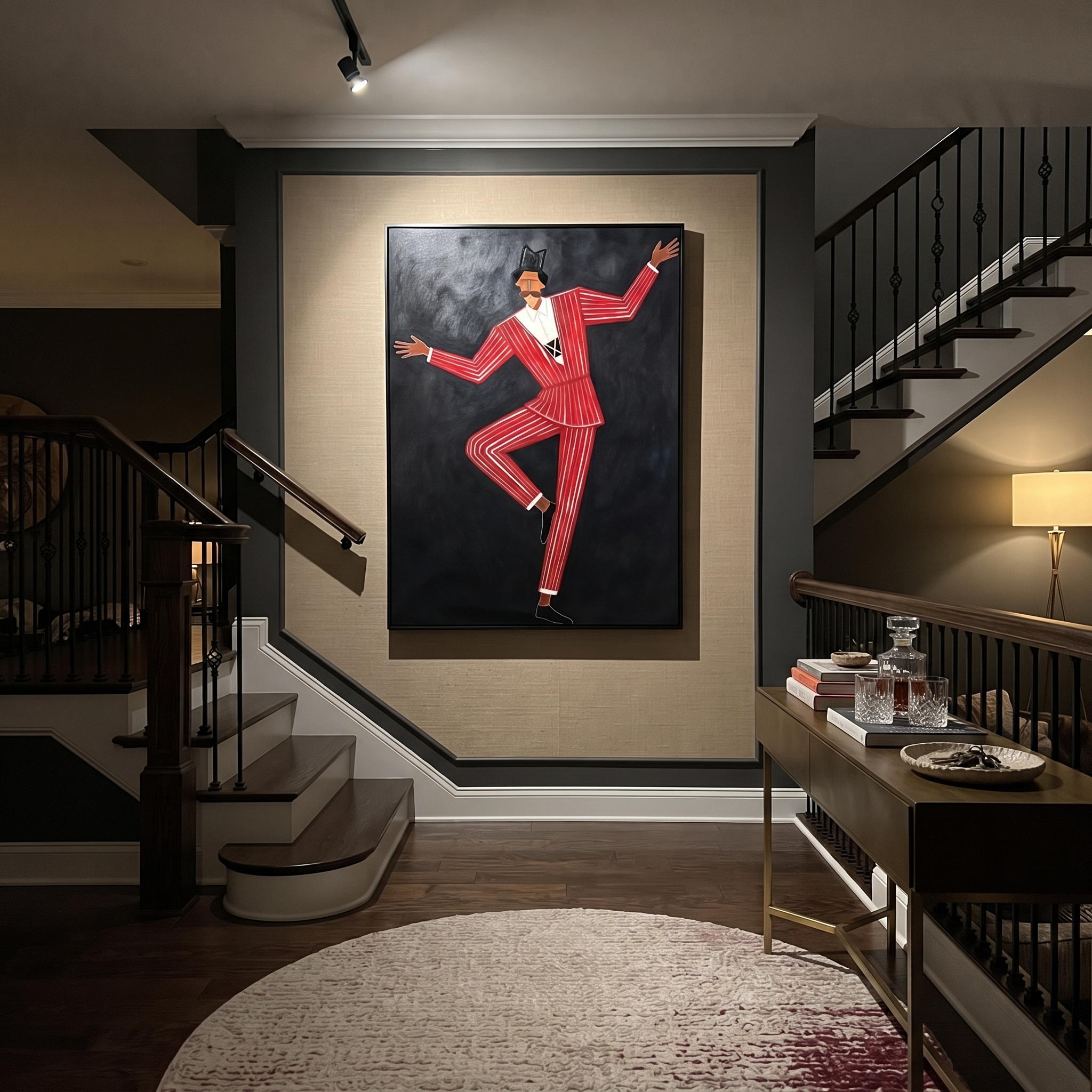 Scarlet Rhythm Takes Flight presented above a contemporary console