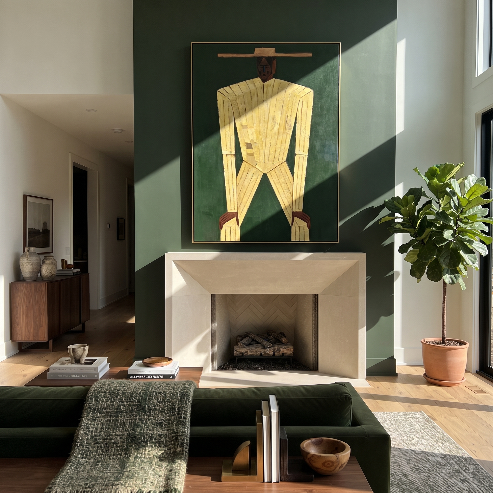 Golden Lines Bend Forward displayed as a modern room focal point