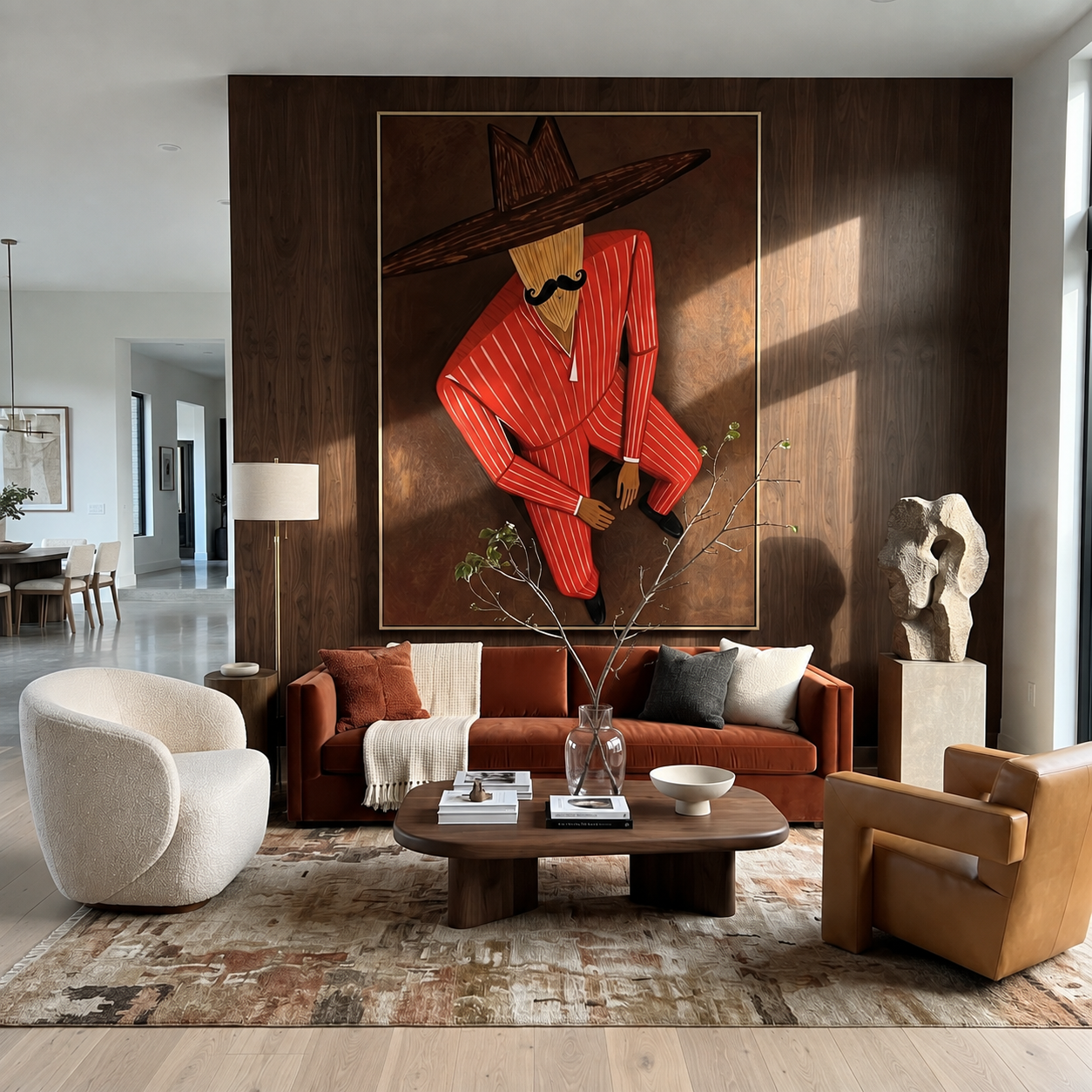 Scarlet Shadow Sits Low presented above a contemporary console