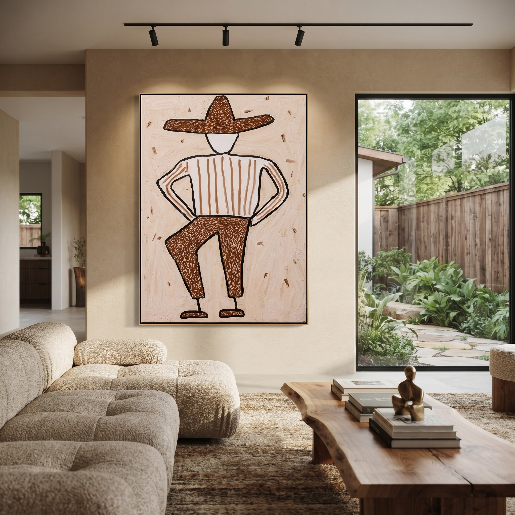 Spotted Brim Walks Lightly displayed in a warm contemporary interior