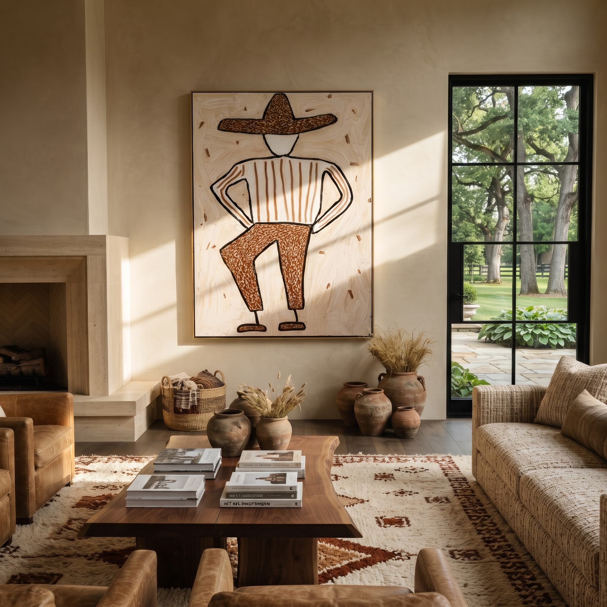 Spotted Brim Walks Lightly styled with neutral modern furnishings