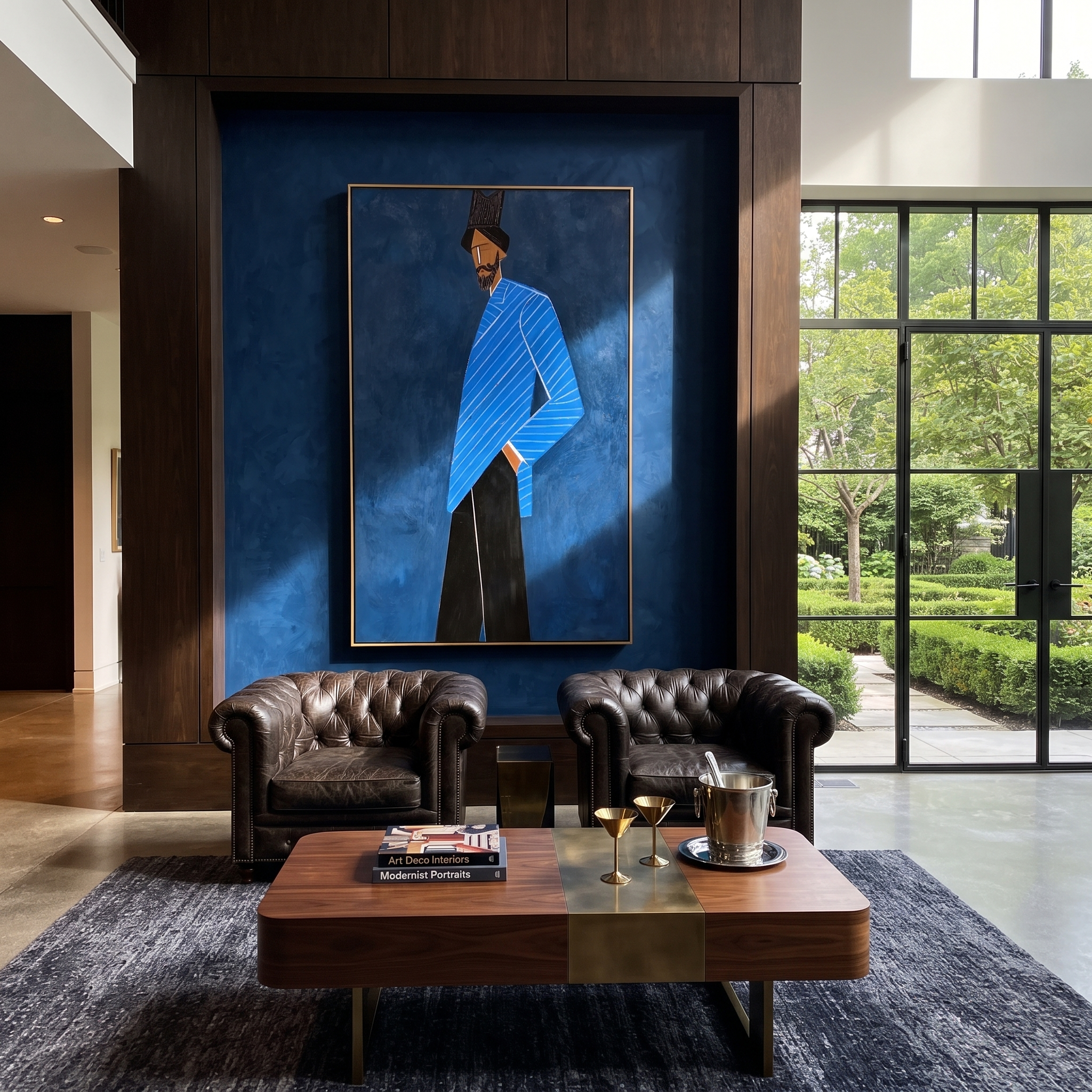Blue Angles Cross Midnight styled with neutral modern furnishings