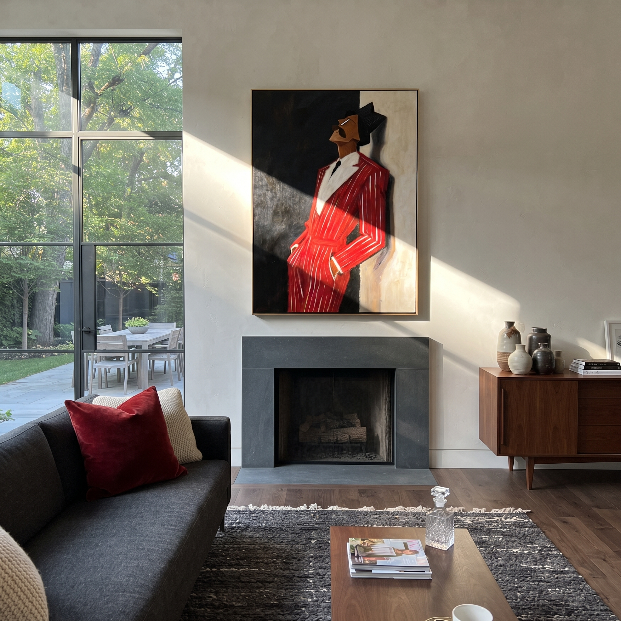 Scarlet Suit into Night displayed as a modern room focal point