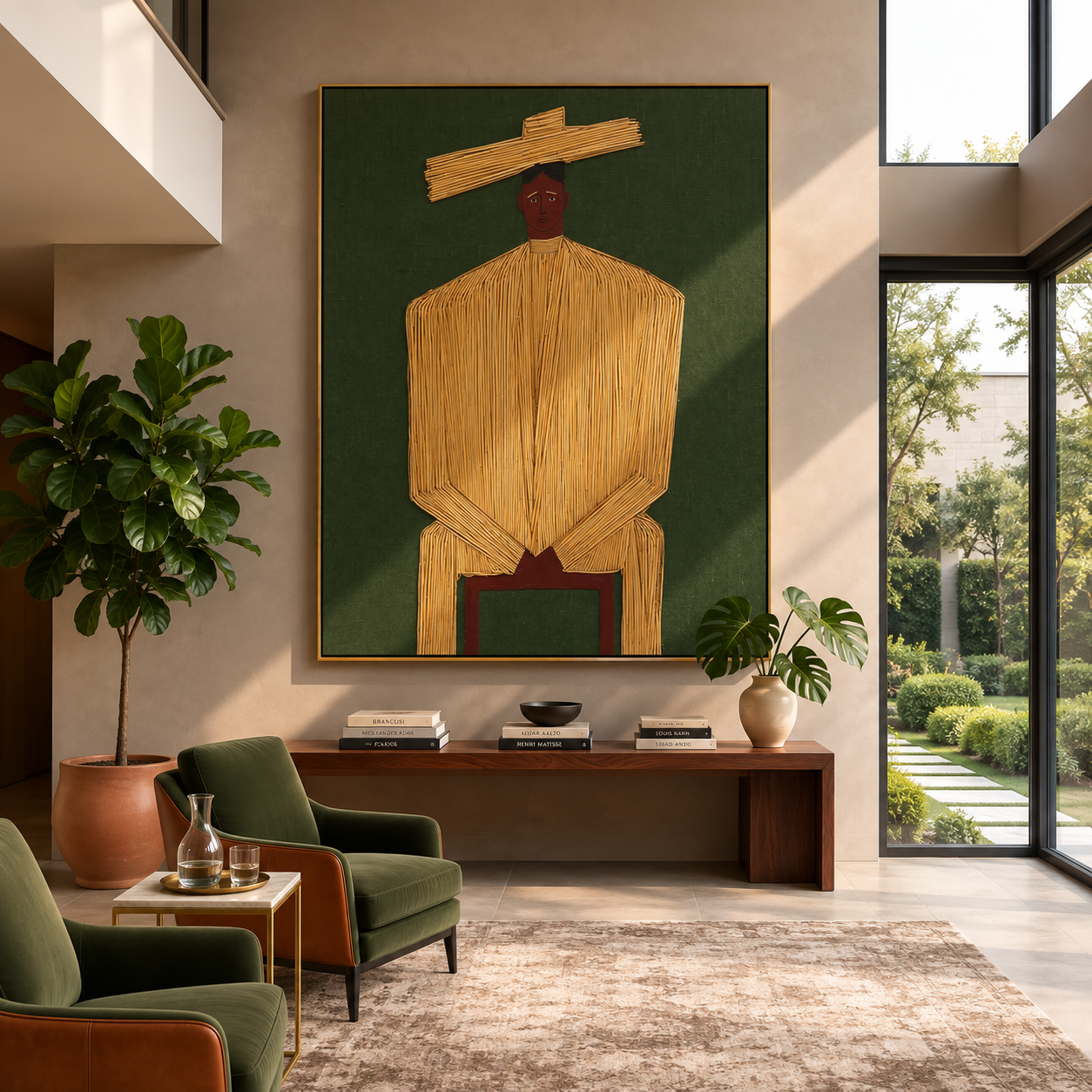 Golden Stillness Takes Seat displayed as a modern room focal point