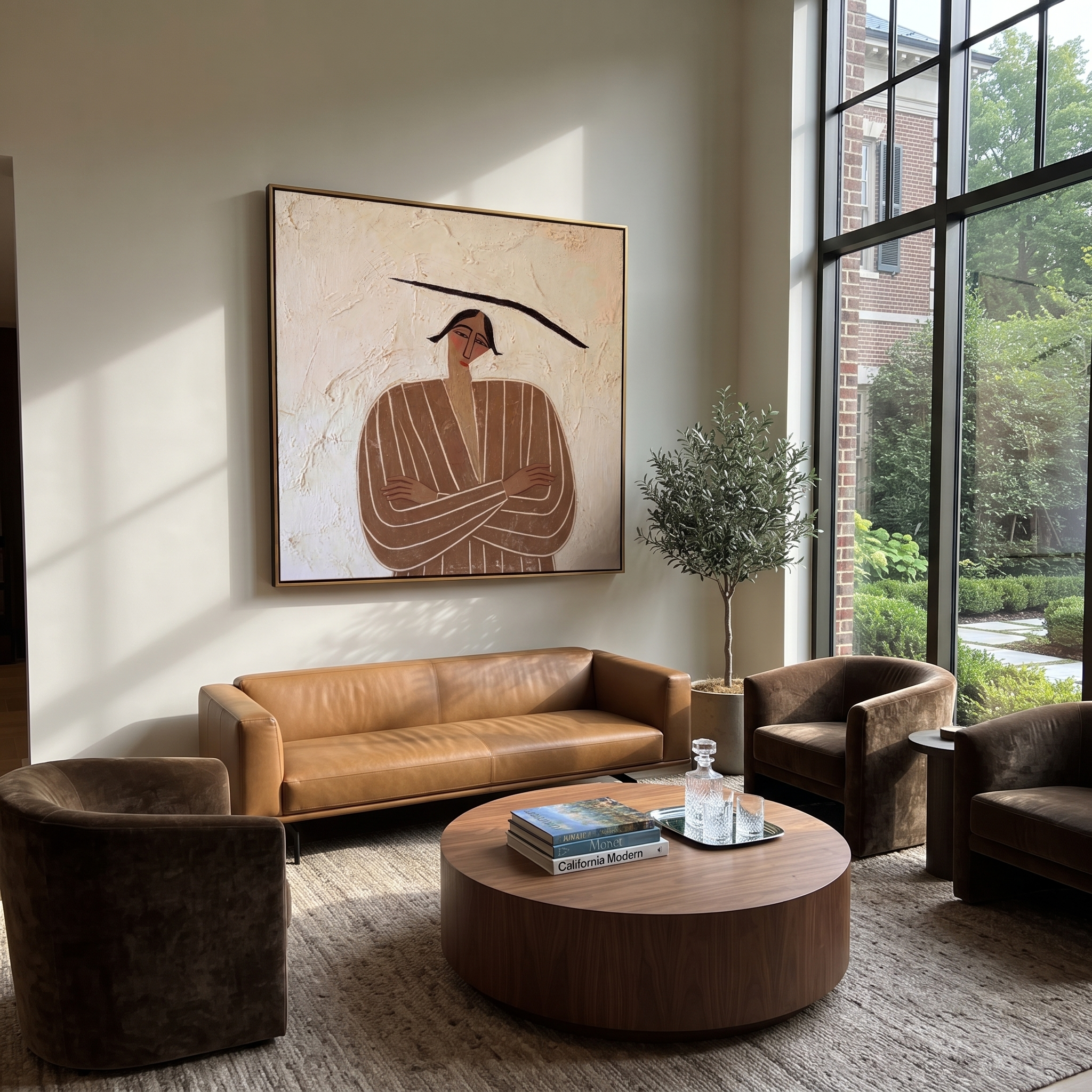 Brown Lines Fold Quietly displayed as a modern room focal point