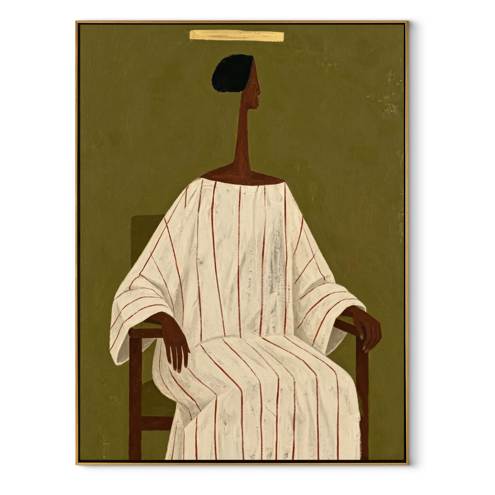 Ivory Lines Take Chair abstract figurative textured painting, vertical canvas artwork