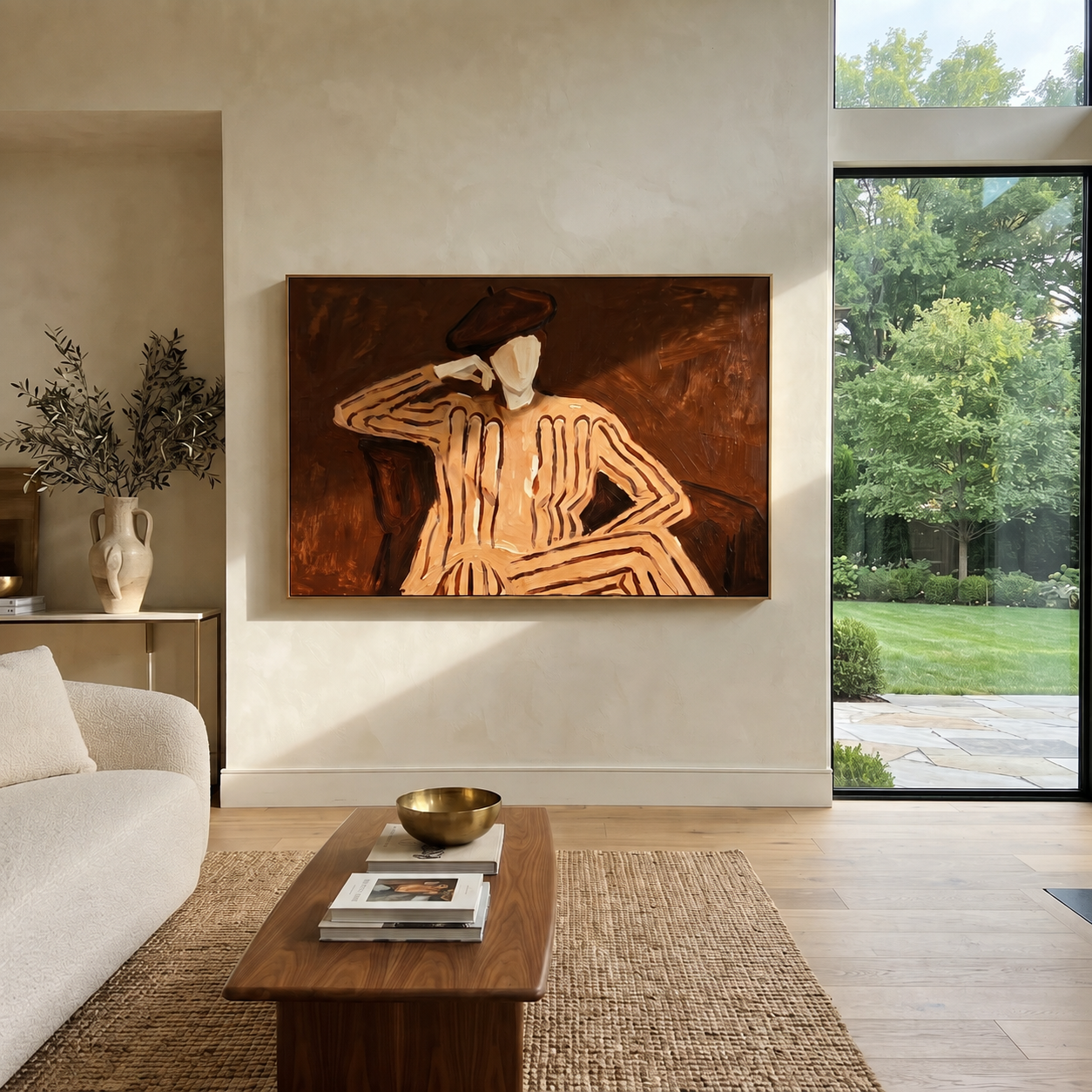 Brown Echo Leans Sideways displayed in a warm contemporary interior