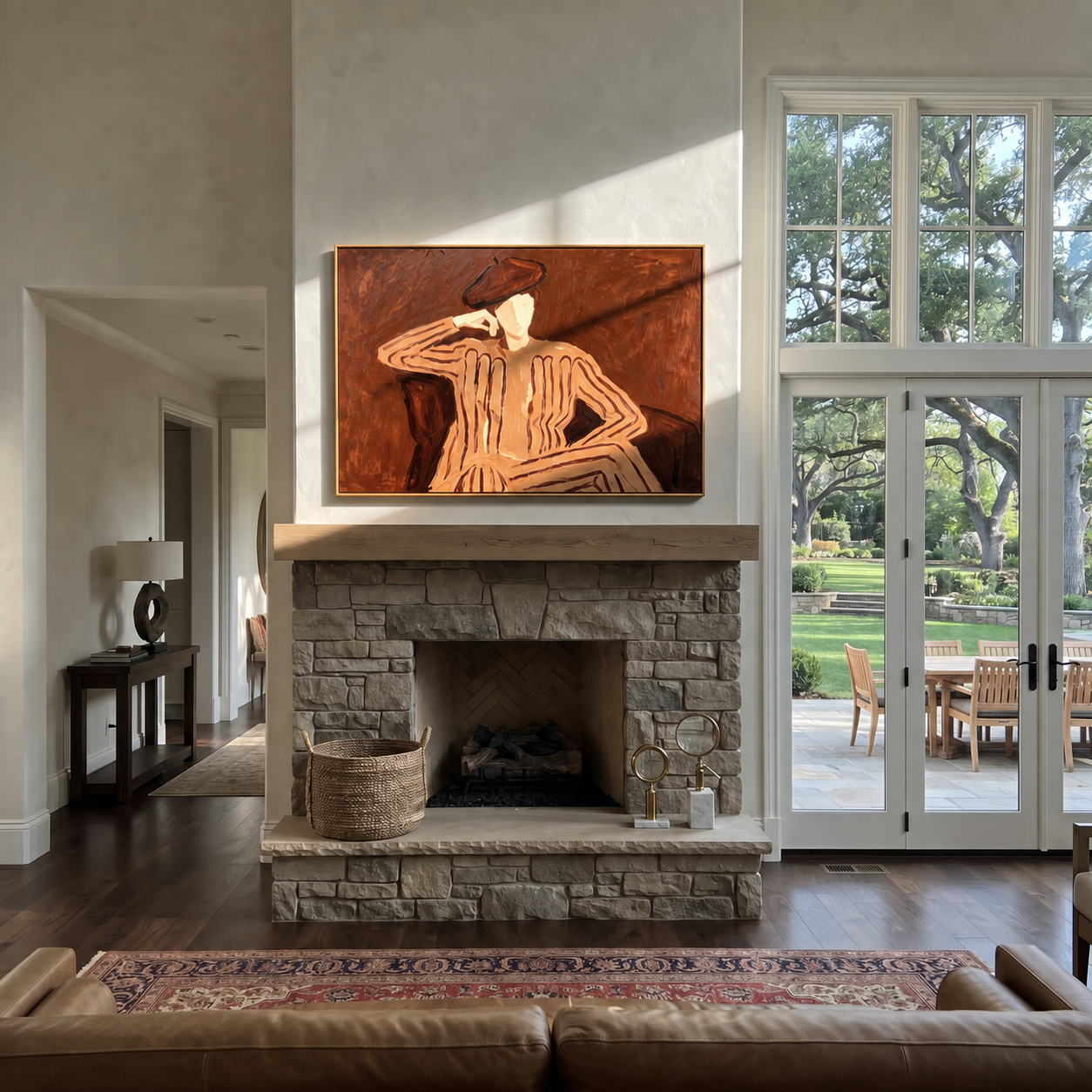Brown Echo Leans Sideways styled with neutral modern furnishings