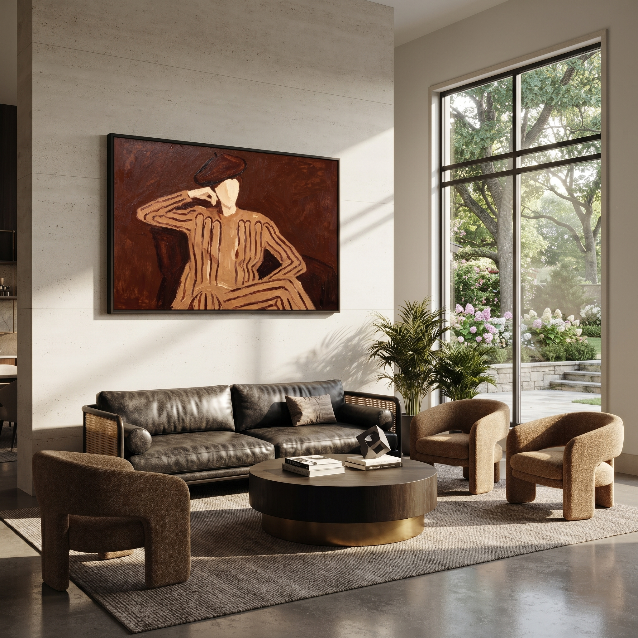 Brown Echo Leans Sideways presented above a contemporary console