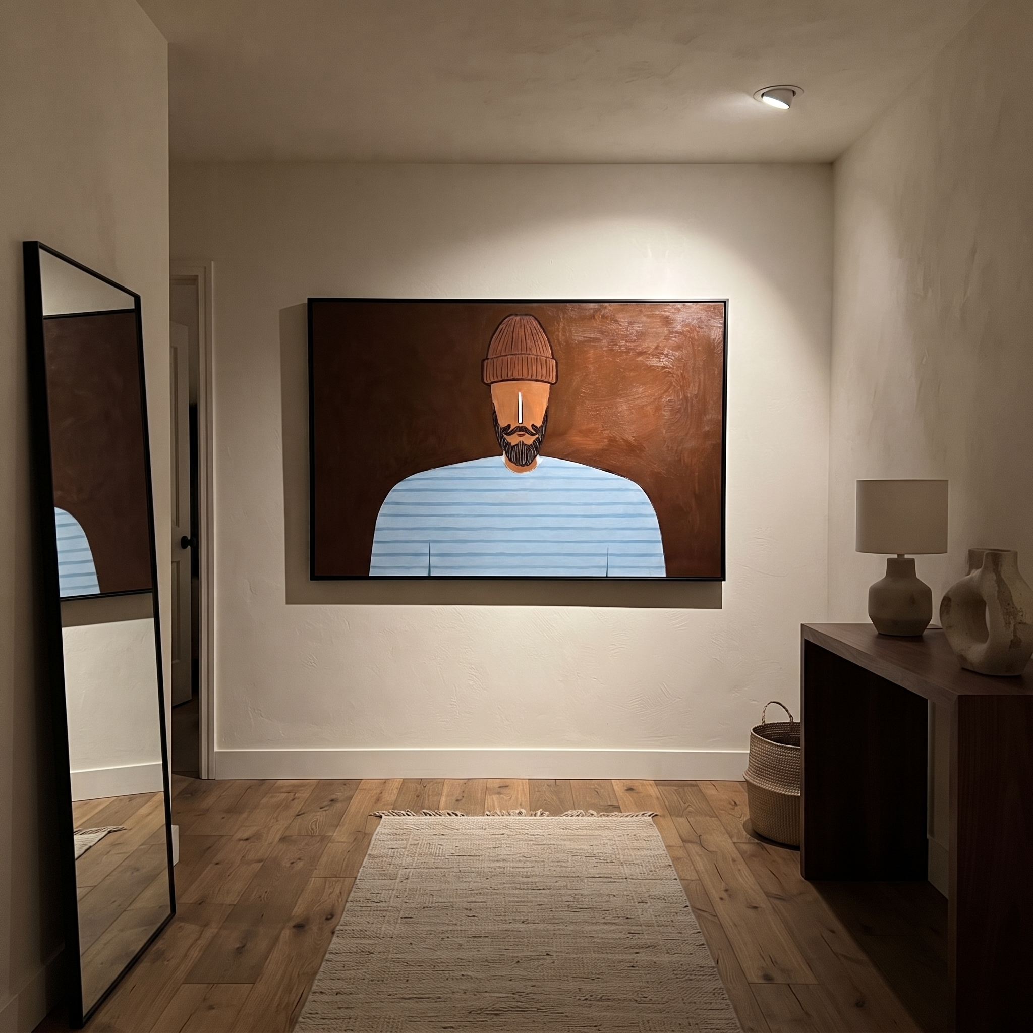 Pale Blue Meets Earth displayed as a modern room focal point