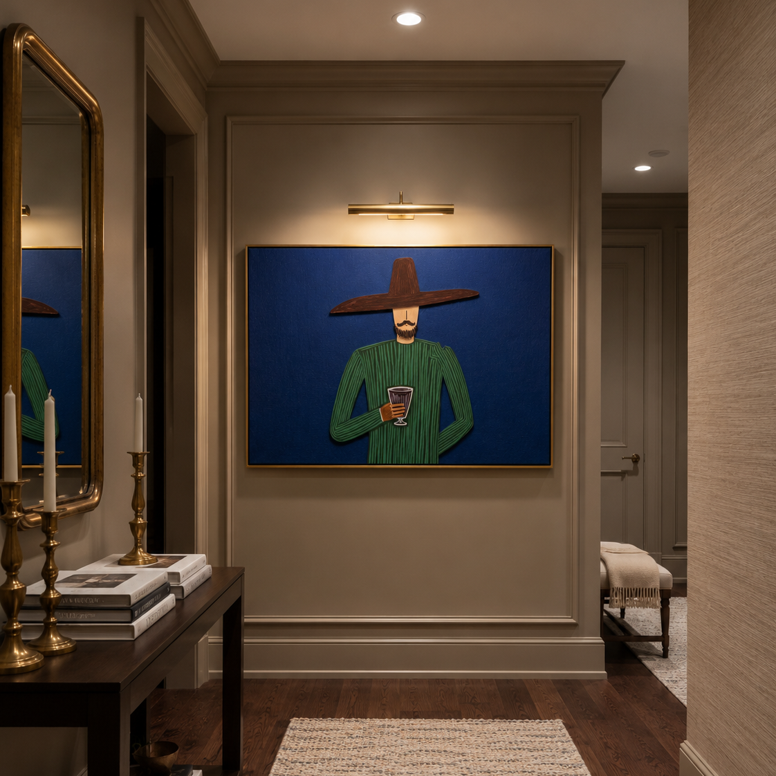Green Hour Holds Drink displayed as a modern room focal point
