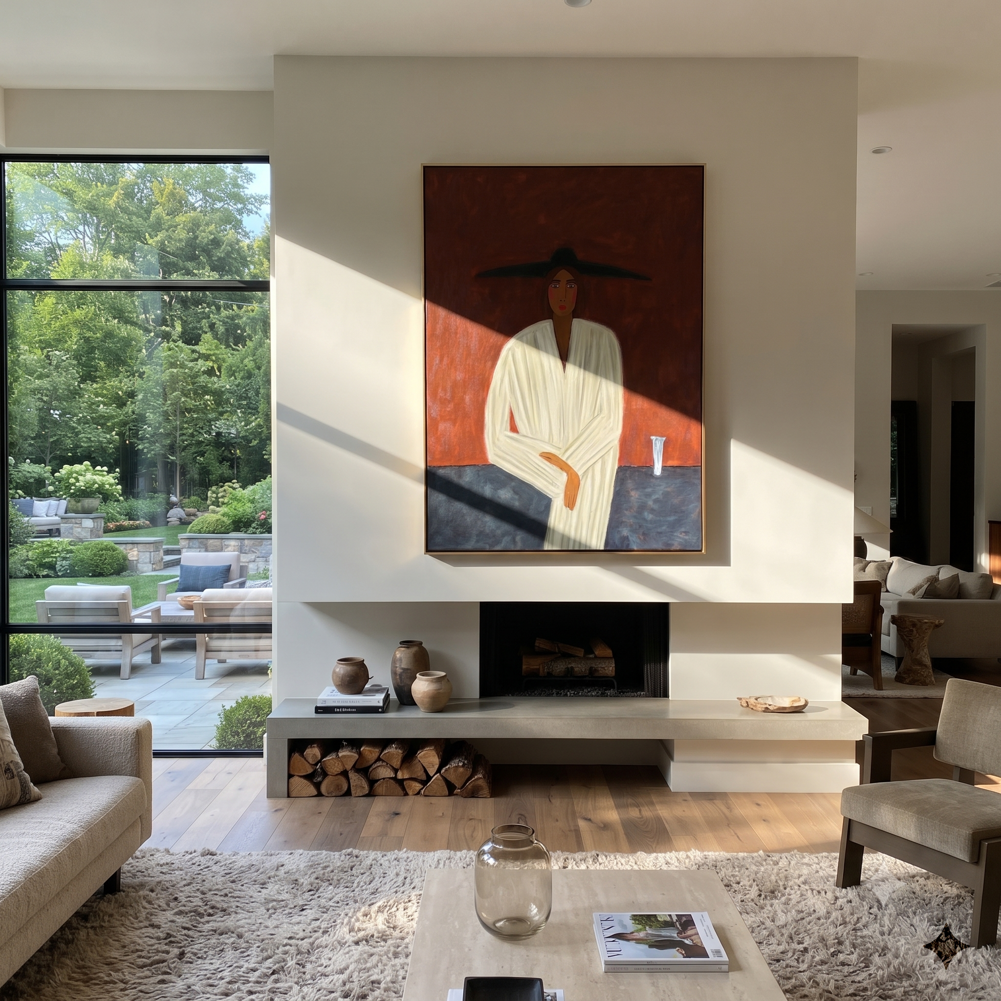 Ivory Robe at Dusk displayed in a warm contemporary interior