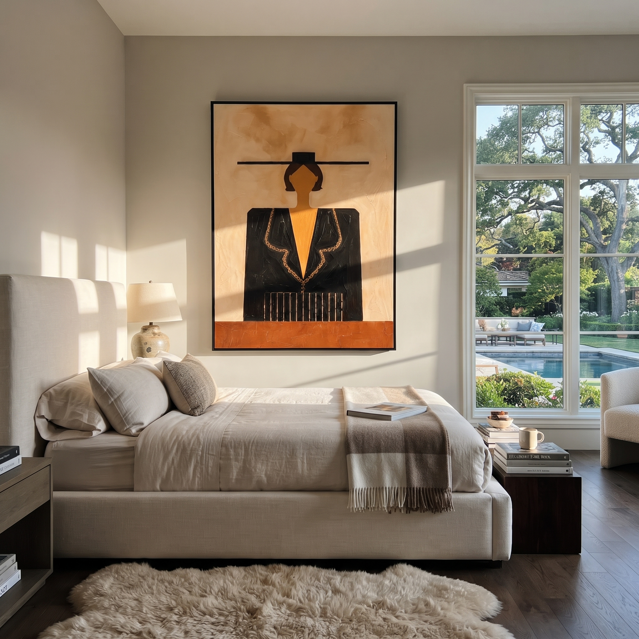 Black Geometry Faces Sand displayed as a modern room focal point