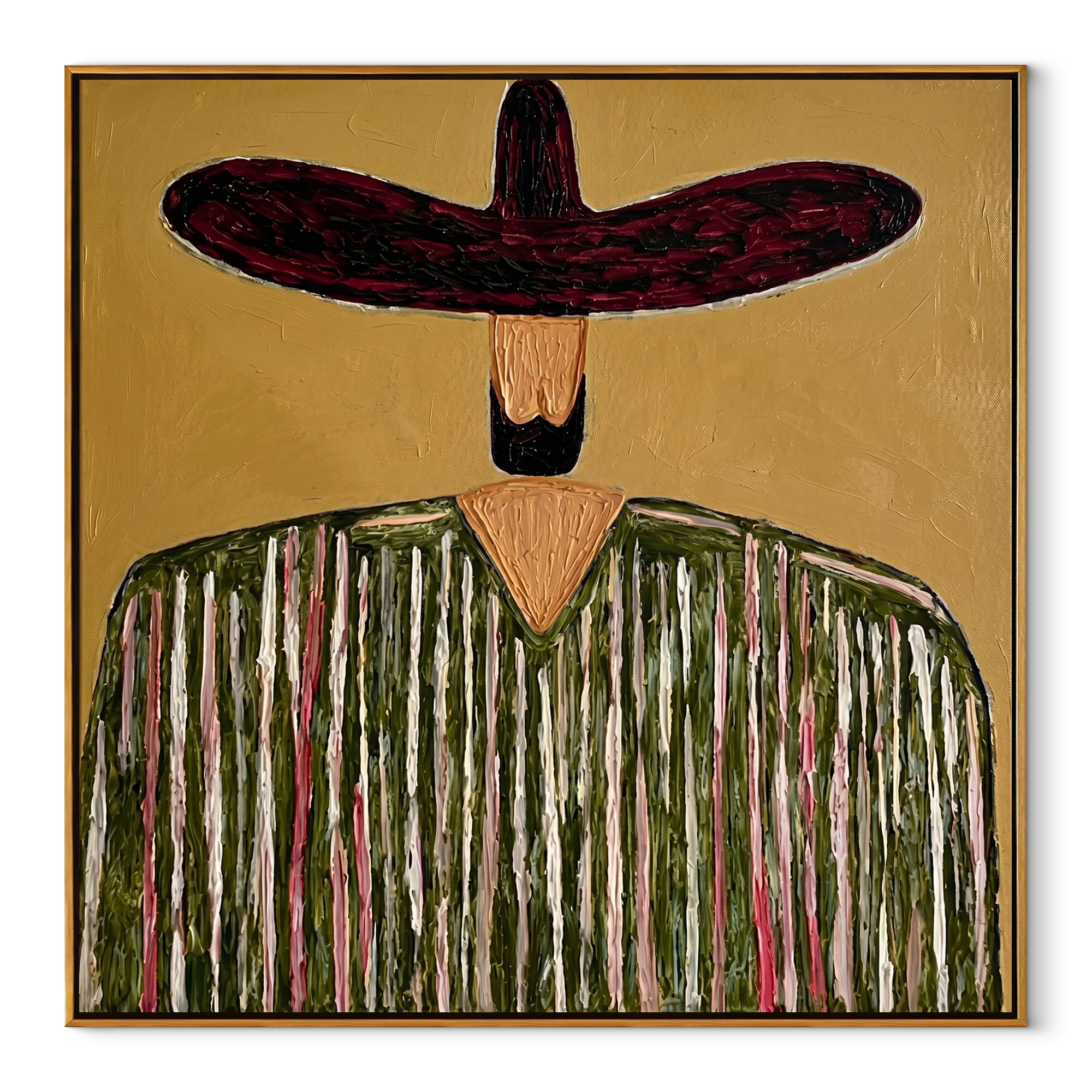 Black Brim Crowns Forest abstract figurative textured painting, square canvas artwork