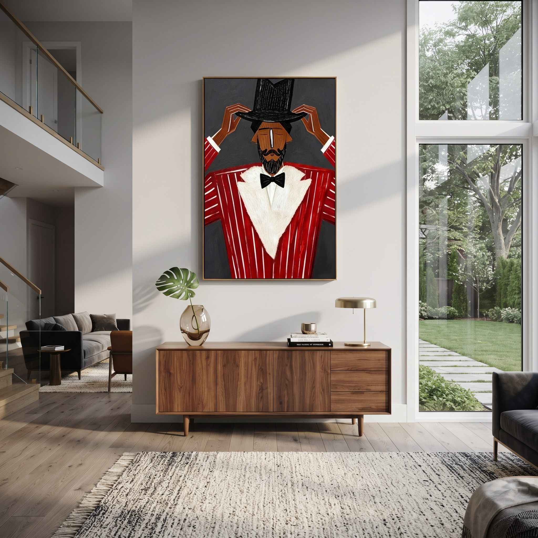 Black Crown Tips Crimson displayed in a warm contemporary interior