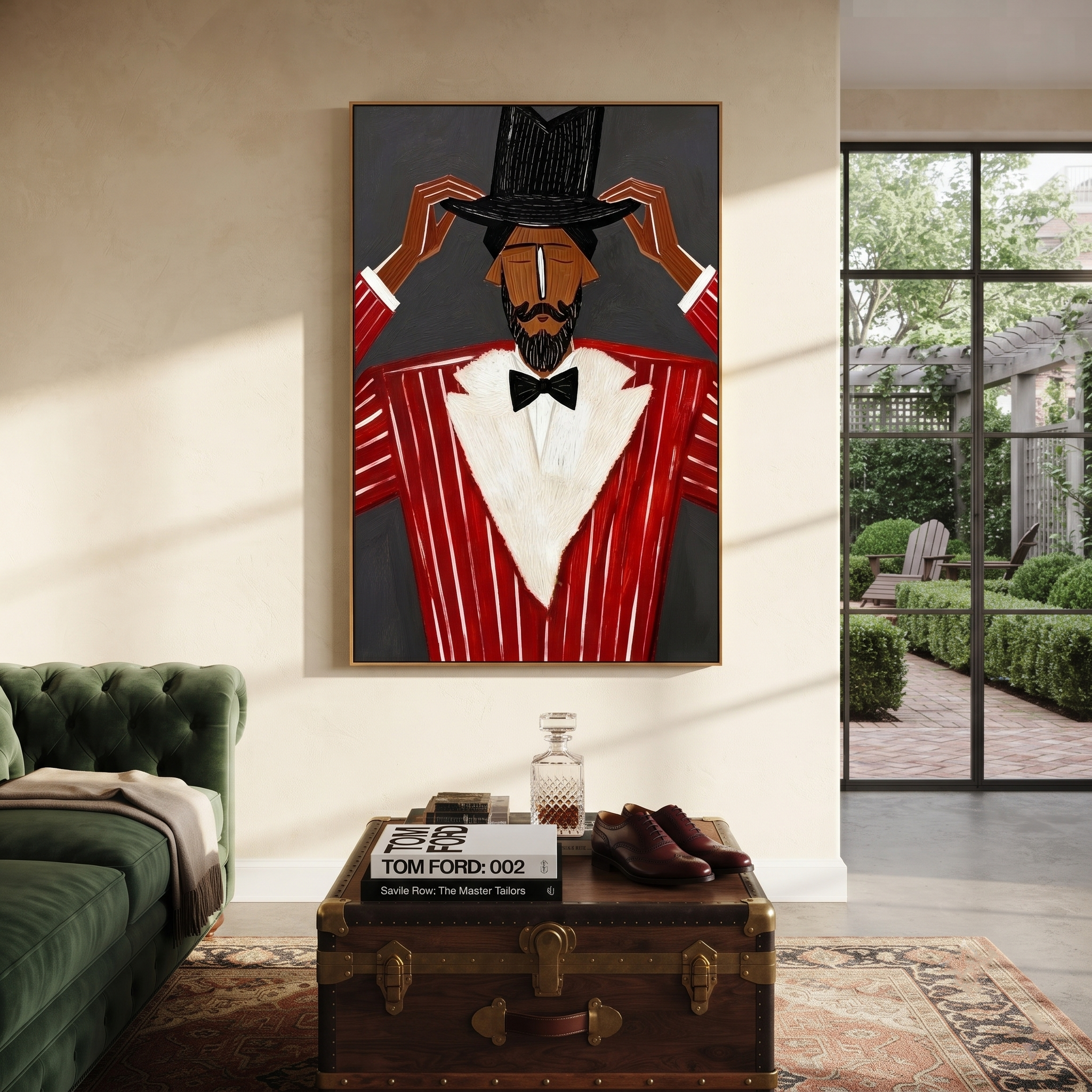 Black Crown Tips Crimson displayed as a modern room focal point