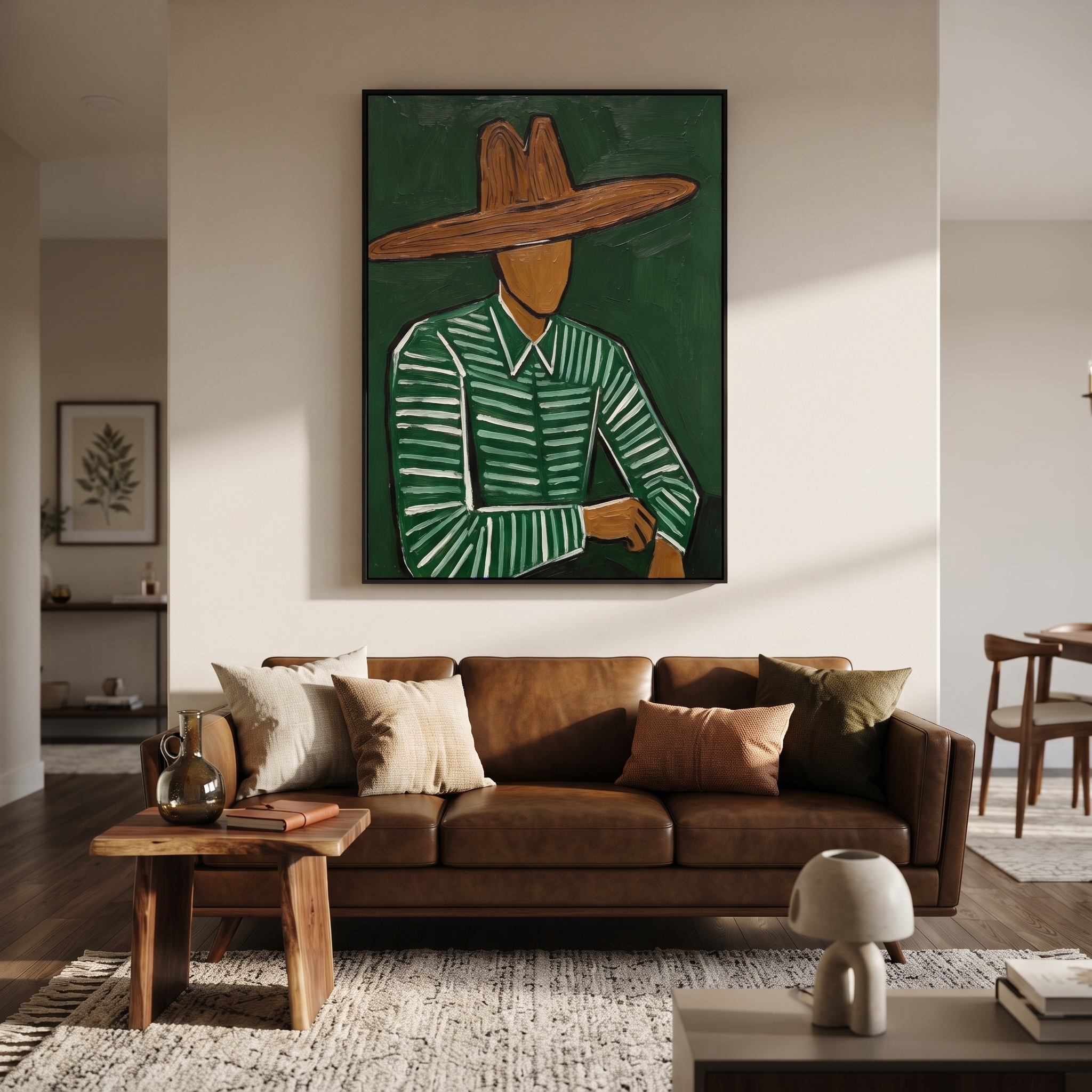 Green Hand Finds Waist styled with neutral modern furnishings