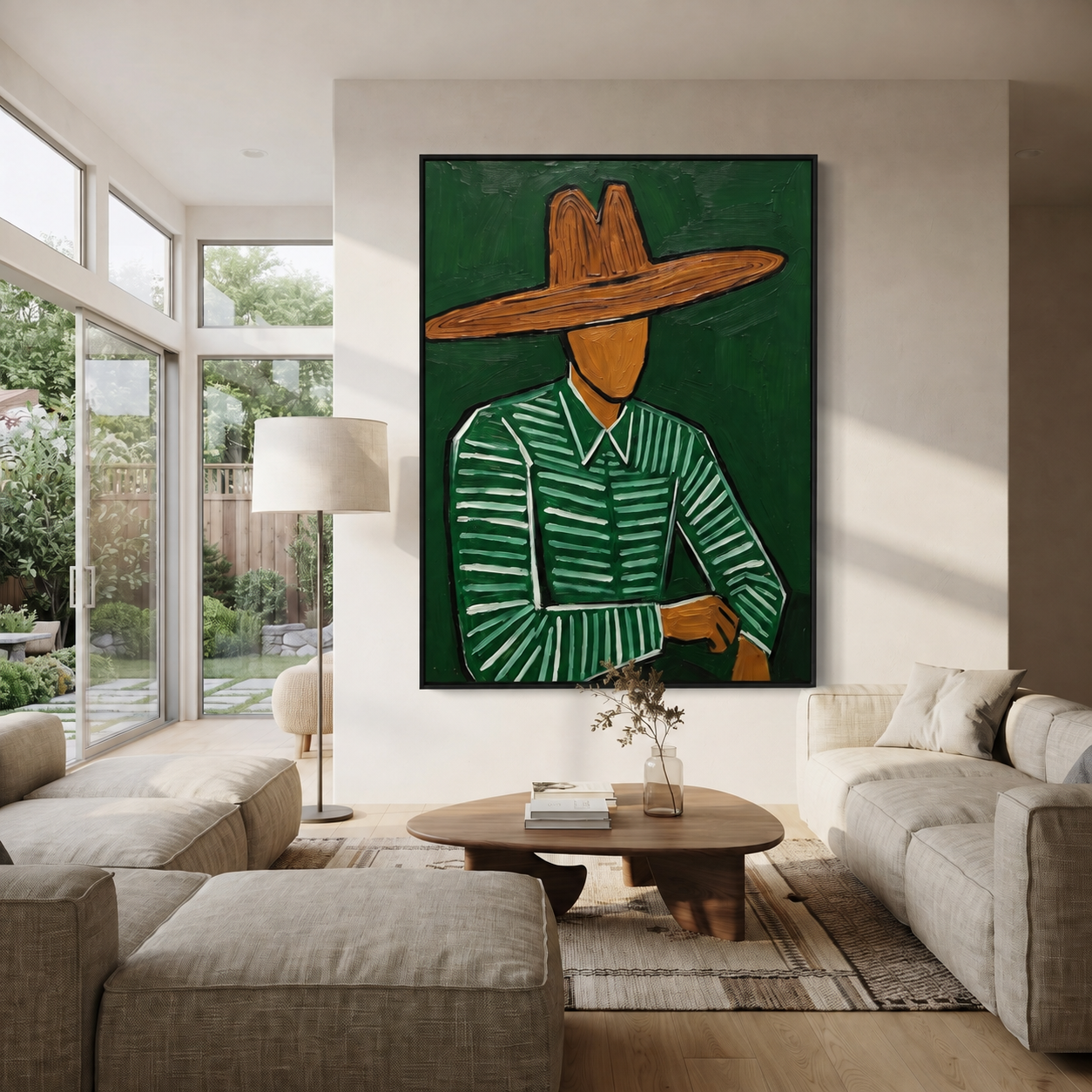 Green Hand Finds Waist displayed as a modern room focal point