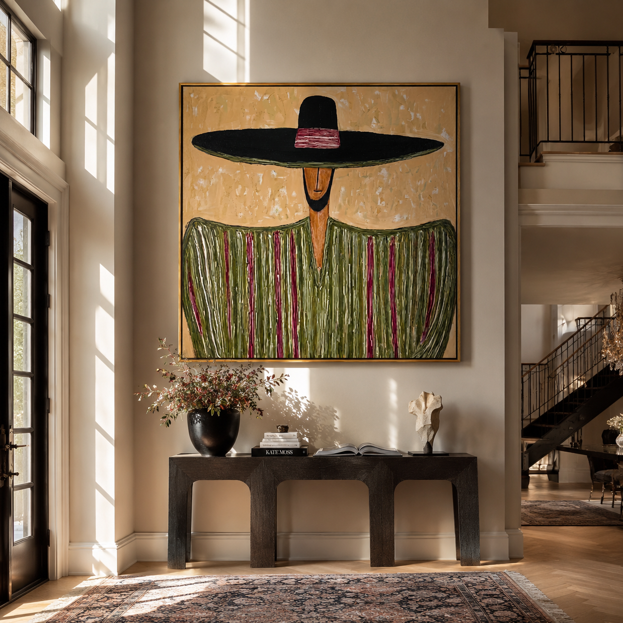 Black Horizon Meets Meadow presented above a contemporary console