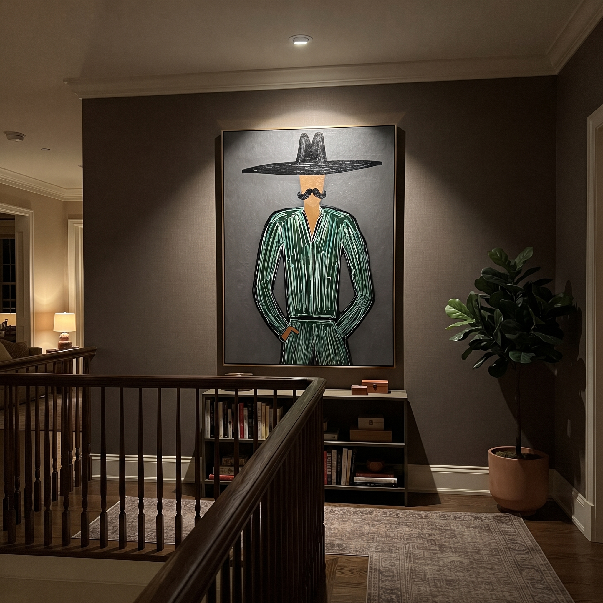 Emerald Lines Guard Charcoal presented above a contemporary console