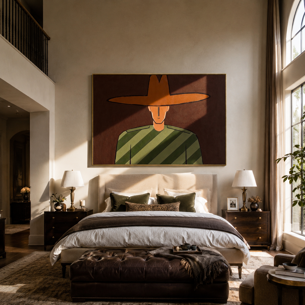 Brown Brim Holds Olive presented above a contemporary console