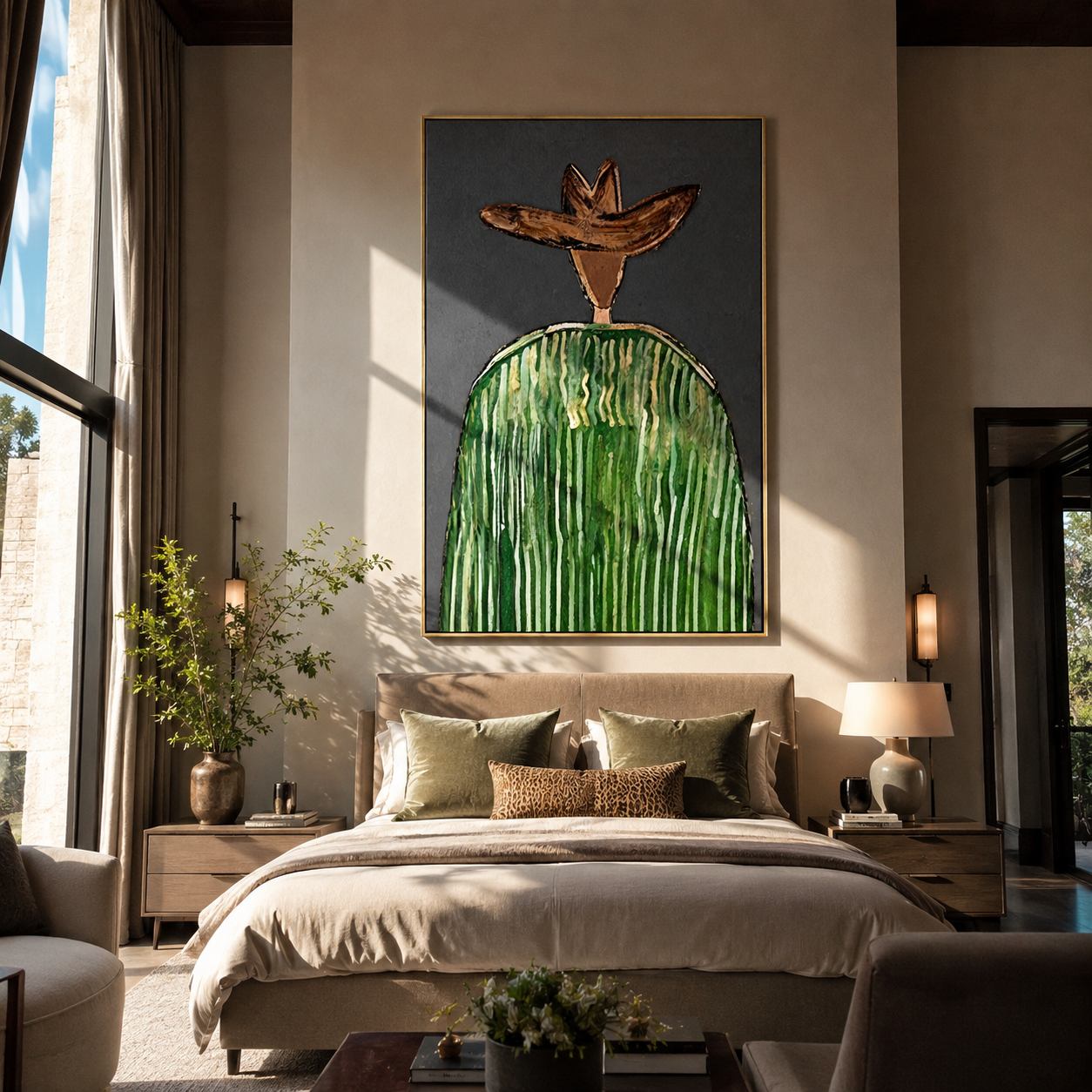 Green Crown Faces Gray styled with neutral modern furnishings
