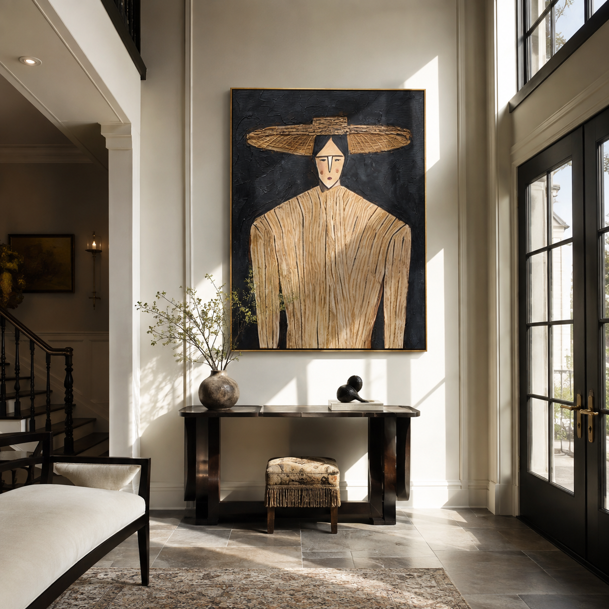 Straw Lines Against Night styled with neutral modern furnishings