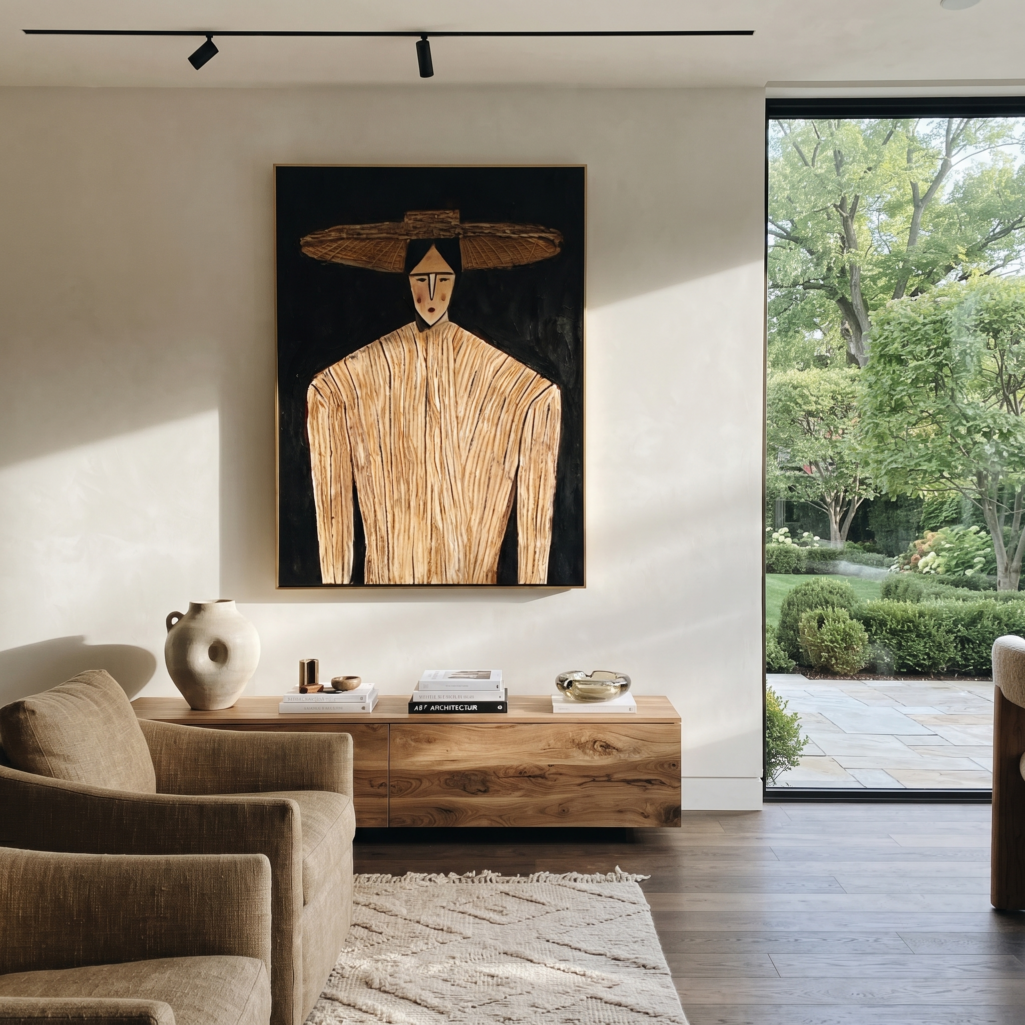 Straw Lines Against Night presented above a contemporary console