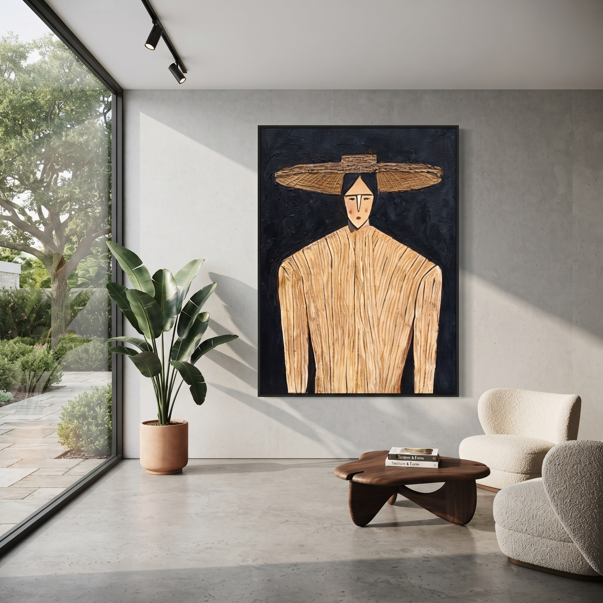 Straw Lines Against Night displayed as a modern room focal point