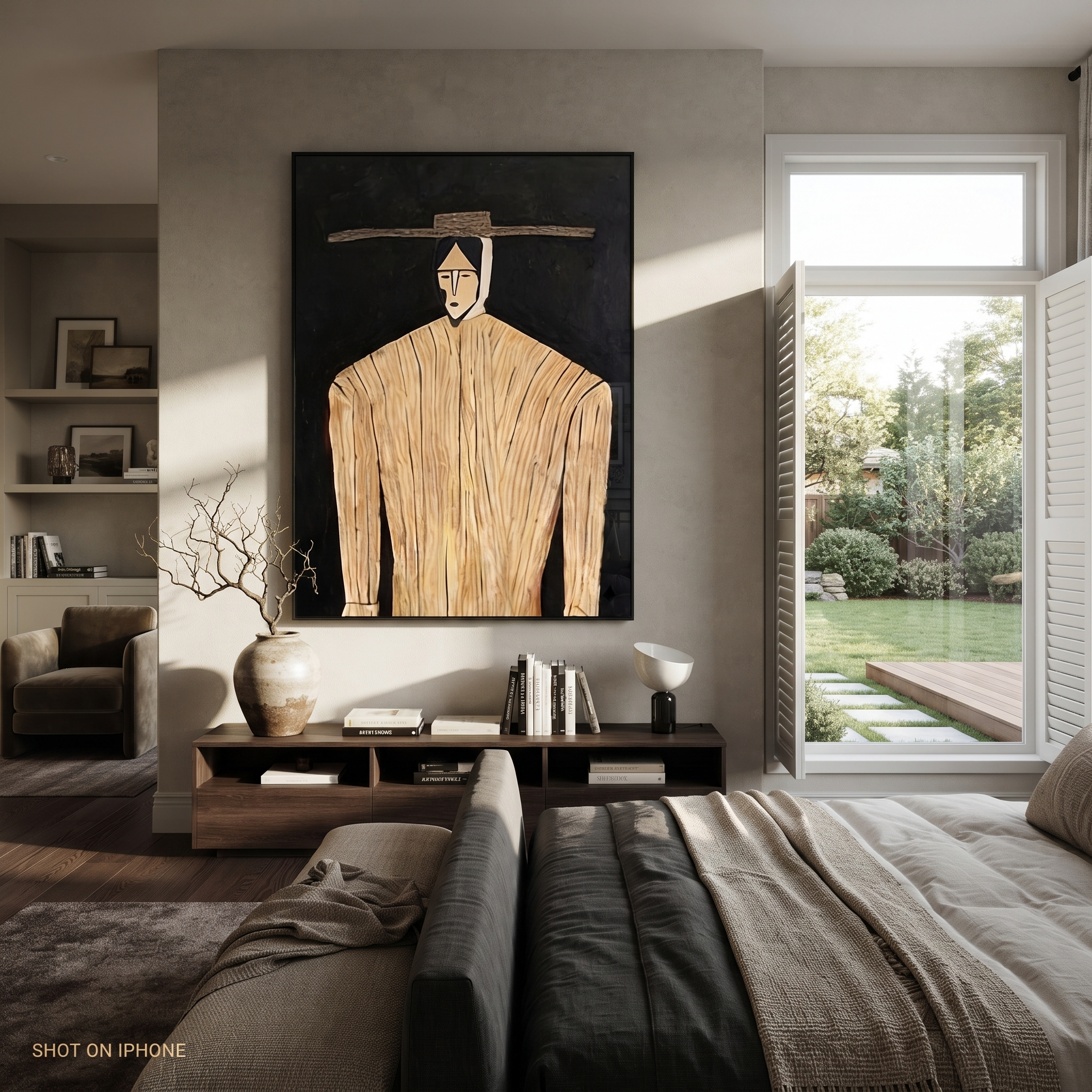 Pale Lines Hold Dark presented above a contemporary console