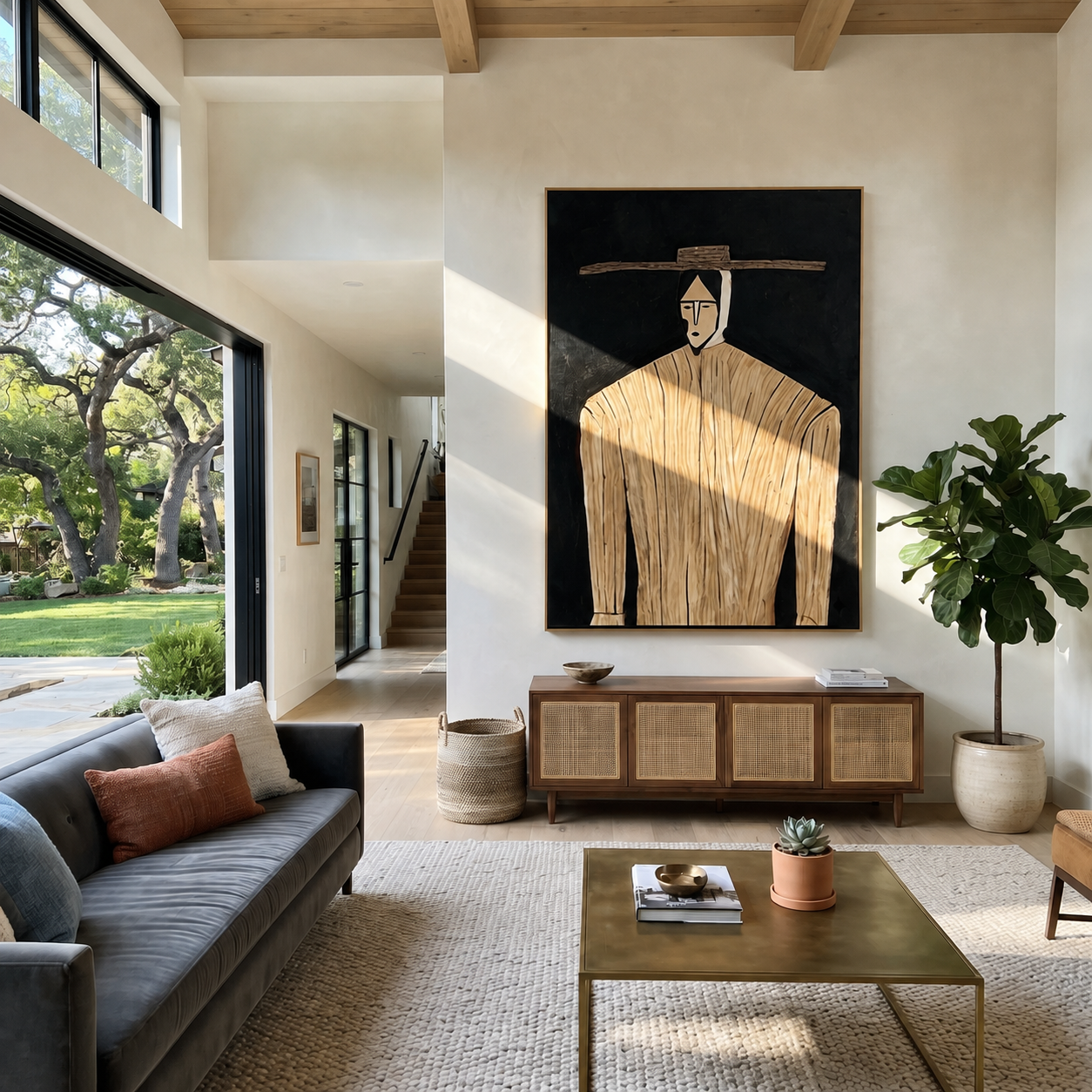Pale Lines Hold Dark displayed as a modern room focal point