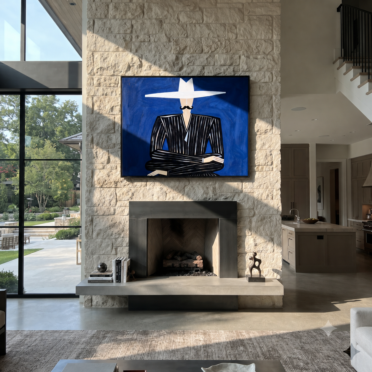 White Horizon Guards Cobalt displayed as a modern room focal point