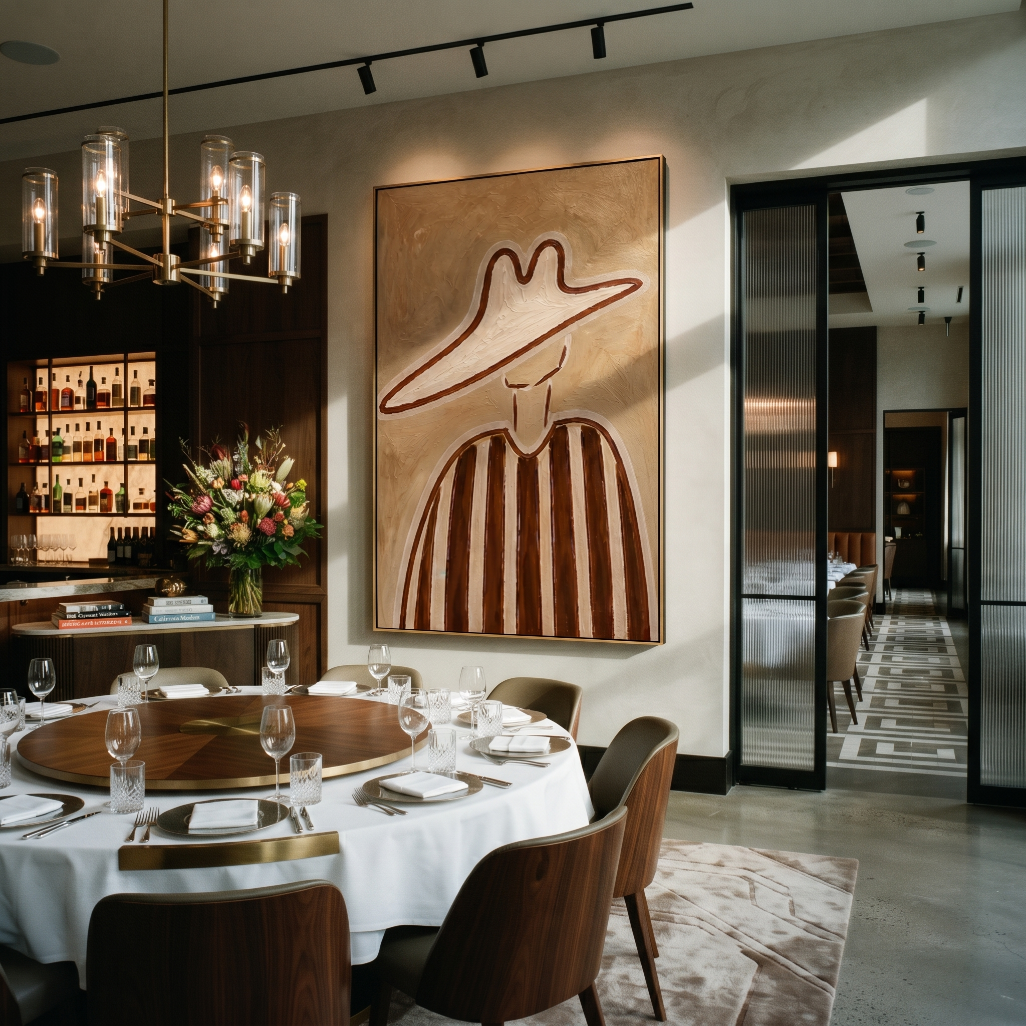 Brown Lines through Sand displayed as a modern room focal point