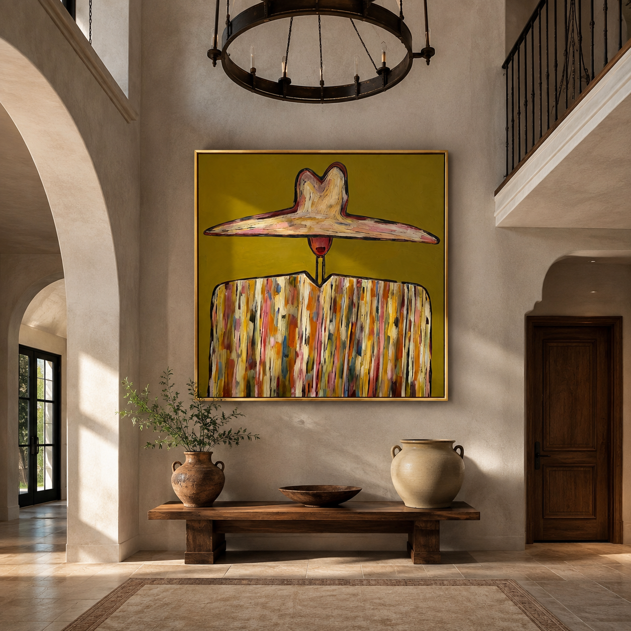 Ivory Horizon Crowns Mustard displayed in a warm contemporary interior