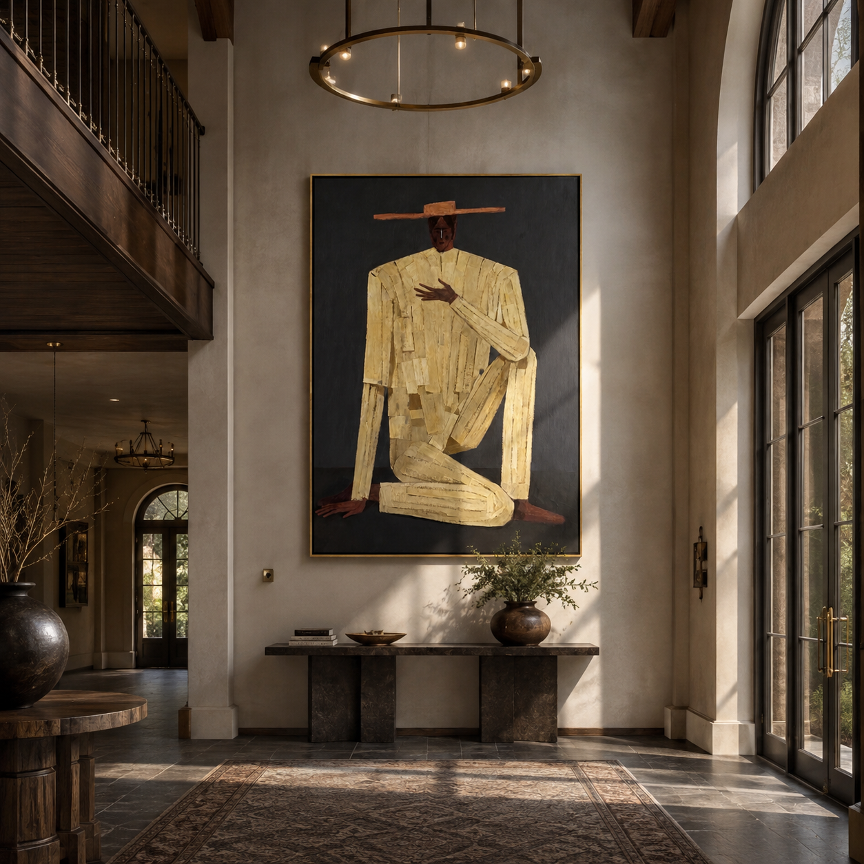Ivory Gesture in Charcoal styled in a layered residential interior