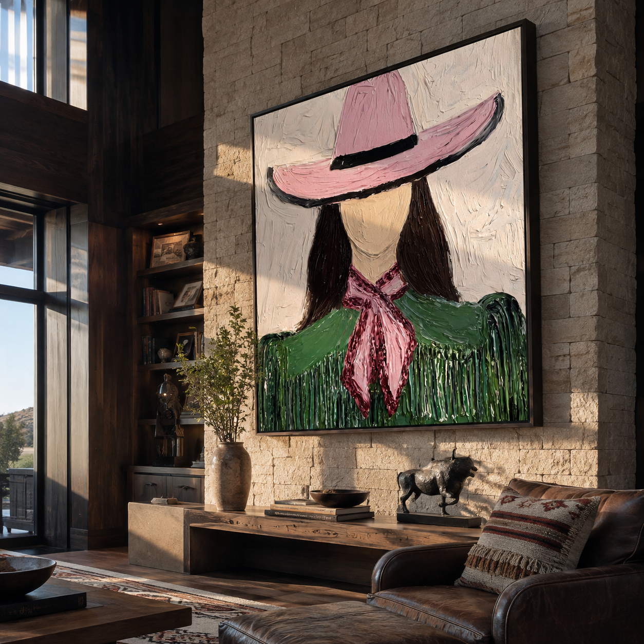 Pink Brim Shelters Fringe displayed as a modern room focal point