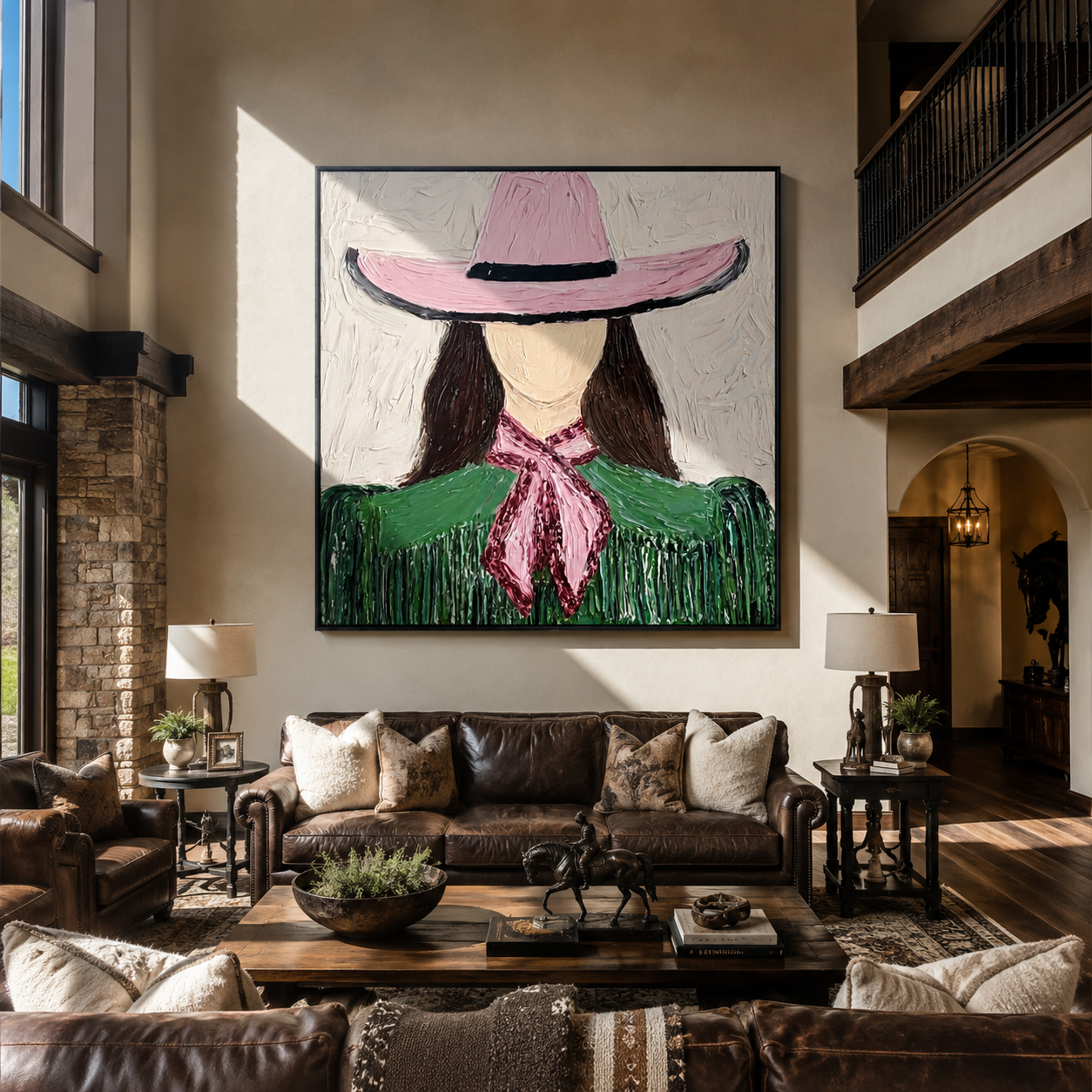 Pink Brim Shelters Fringe styled in a layered residential interior