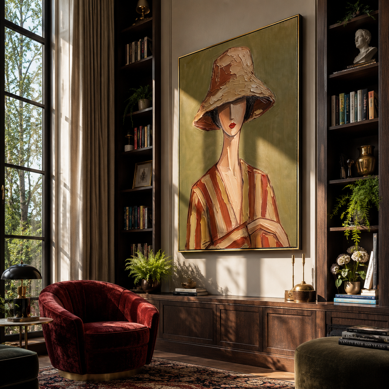 Clay Hat Holds Hands styled in a layered residential interior