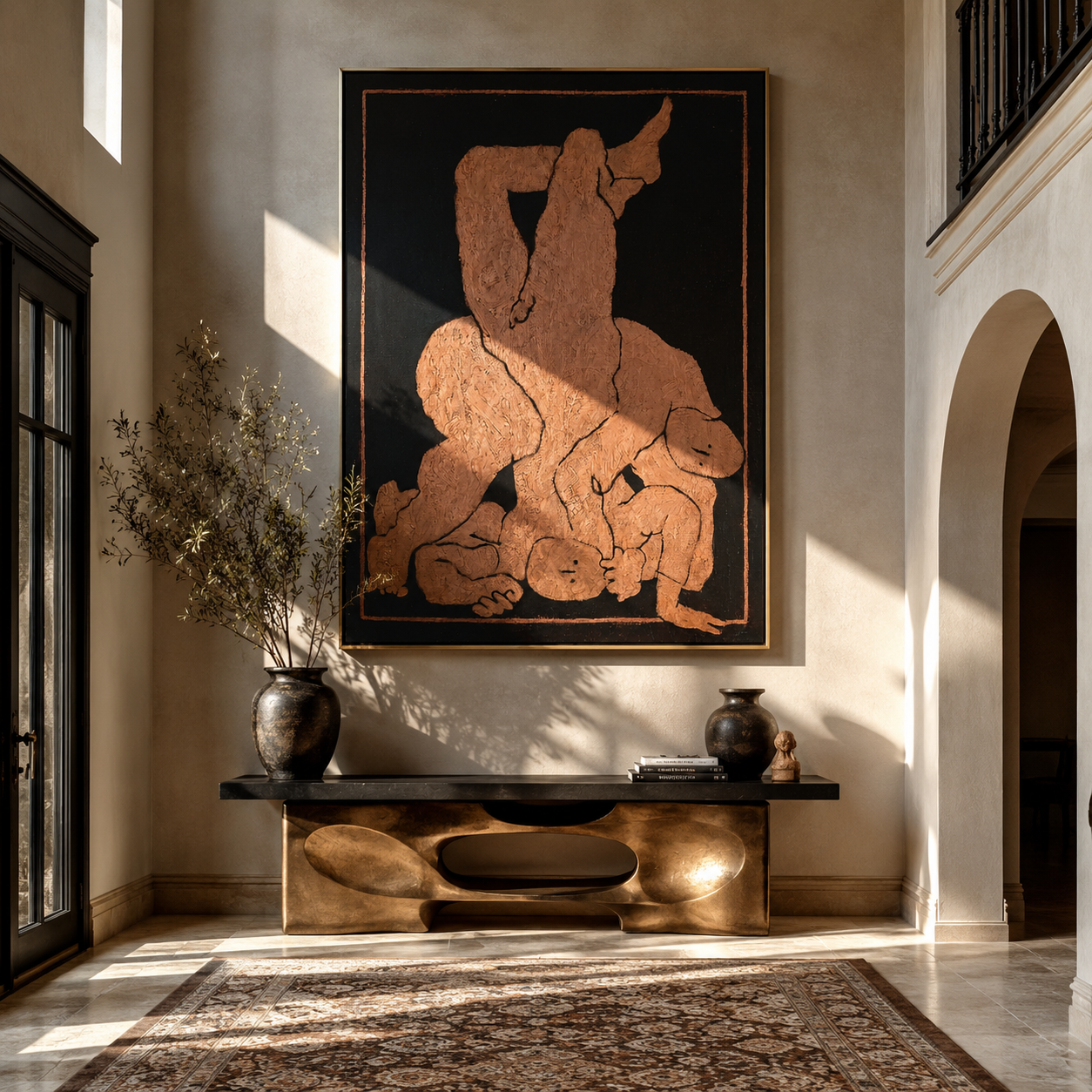 Terra Bodies in Night presented above a contemporary console
