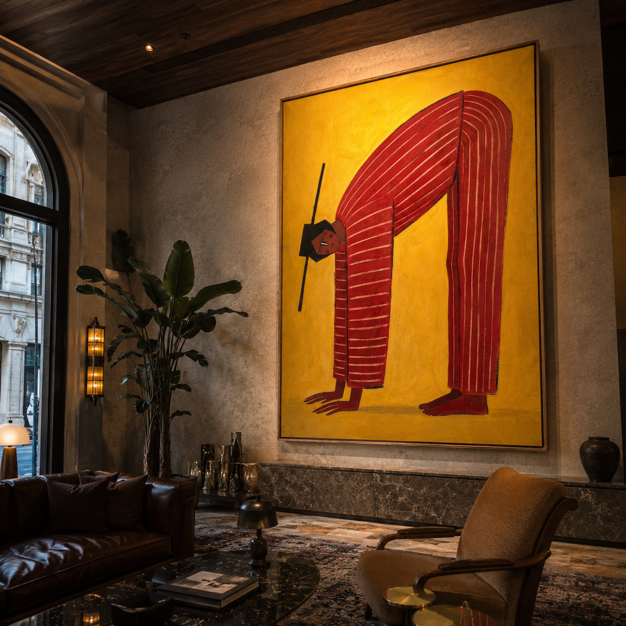 Red Arch through Gold styled in a layered residential interior